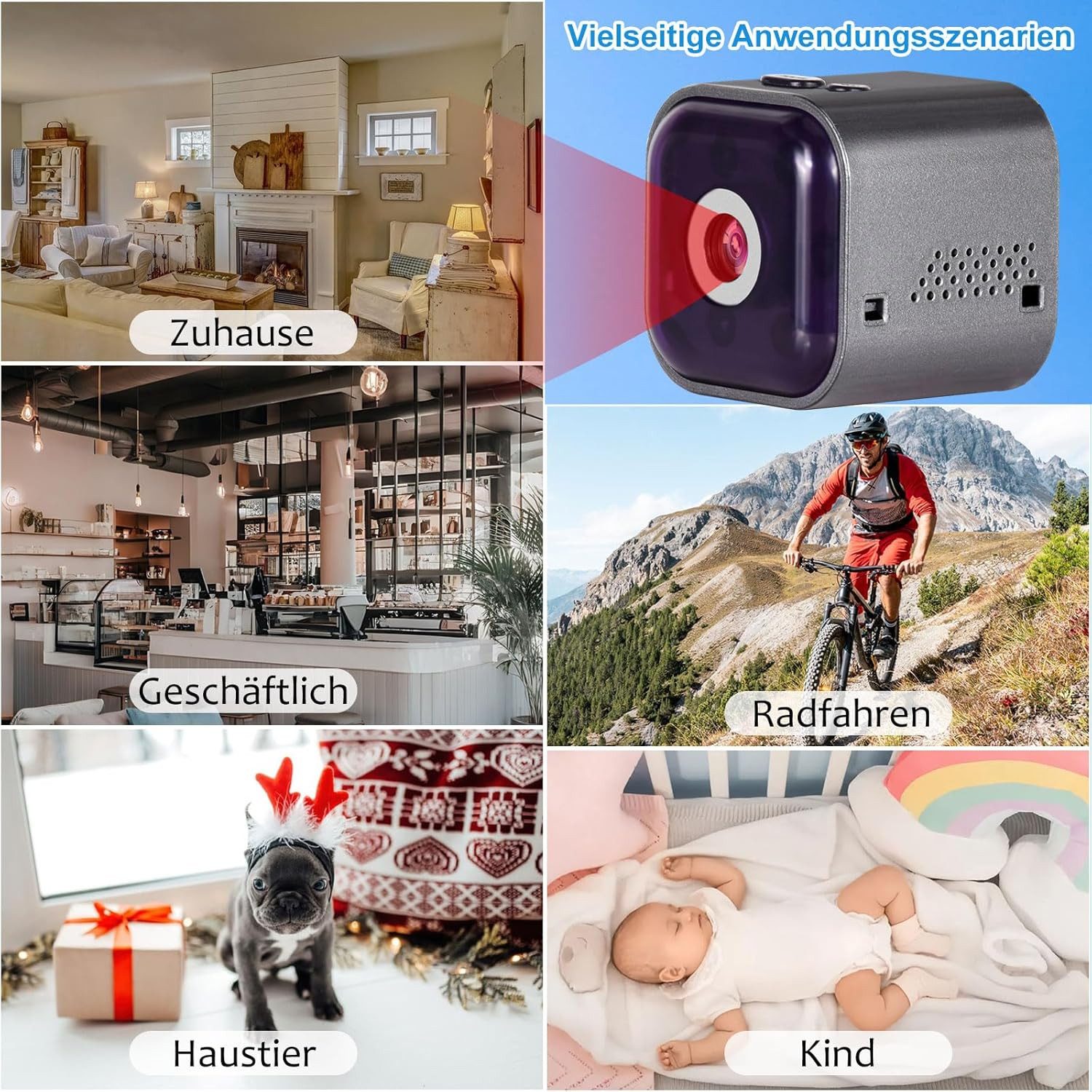 SpionProfi Überwachungskamera 1080p Wifi Mini Kamera Wlan mit Nachtsicht & Bewegungsmelder Haus Cam (1-tlg., Mini Live Überwachungskamera Ideal für Haus, Vogelhaus, Nistkasten)