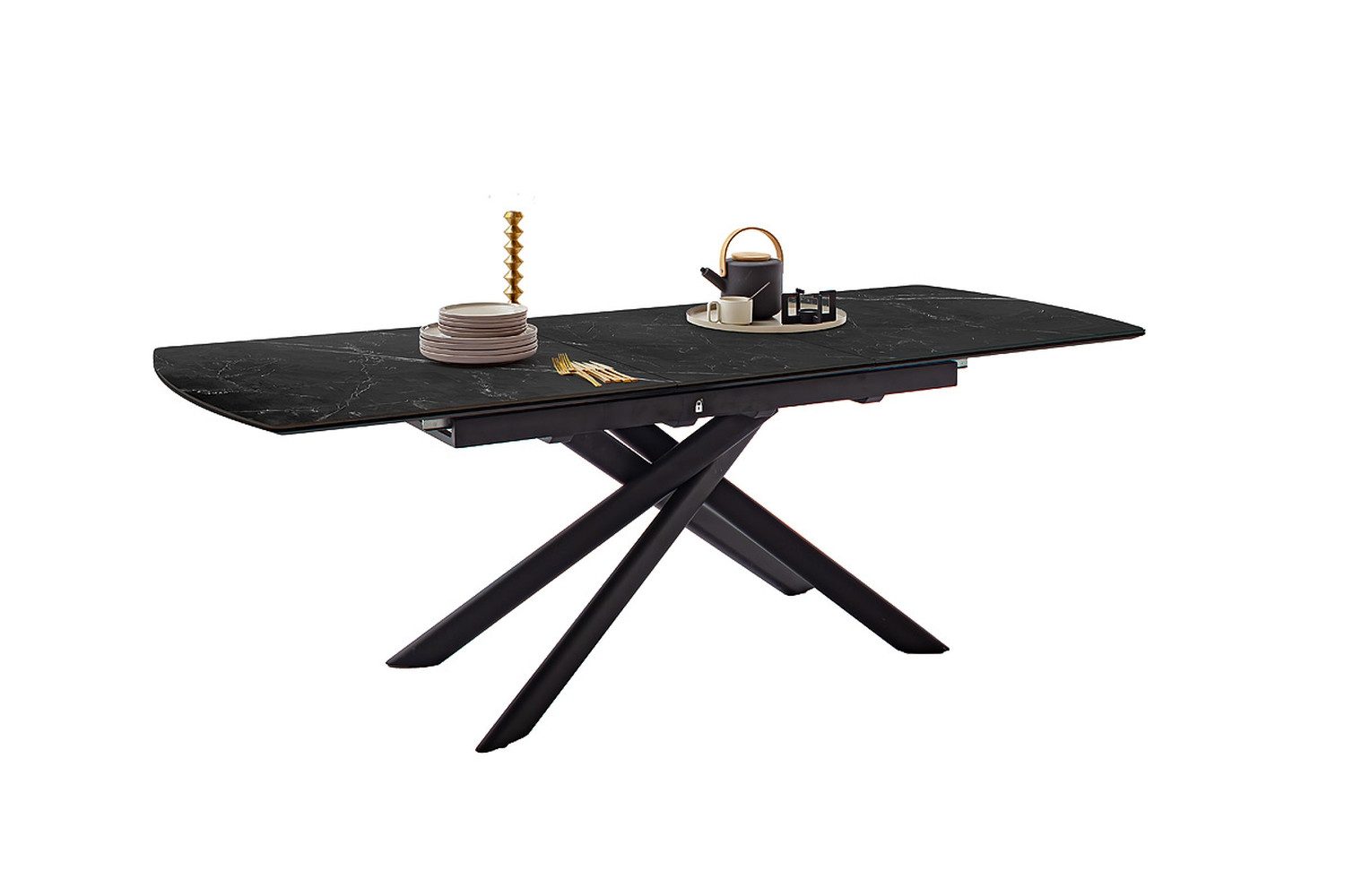 MCA furniture Kulissen-Esstisch ausziehbar 230cm, schwarz marmoriert, Keramik - 180/230x76x90cm BxHxT