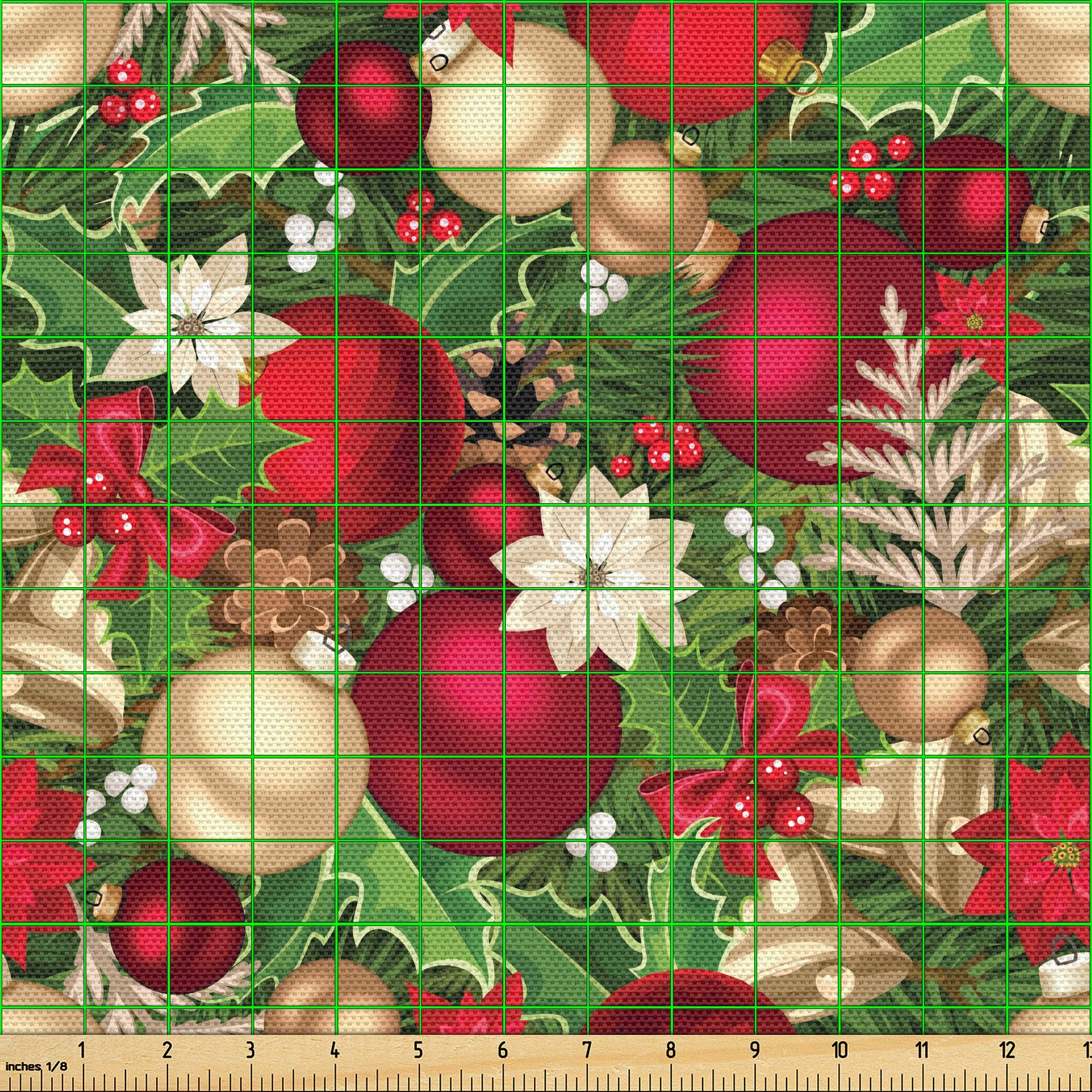 Thumbnail - Abakuhaus Stoff Schön Gewebten Stoff für Polster und Wohnaccessoires, Weihnachten Baum-Zweig Glocken