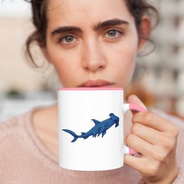 Trendation Tasse Tasse mit Hammerhai und Haifisch Grafik Geschenk für Ozeanliebhaber