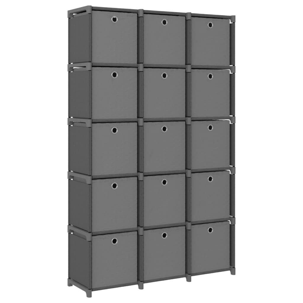 vidaXL Regalwürfel, Würfelregal mit 15 Boxen Grau 103x30x175,5 cm Stoff