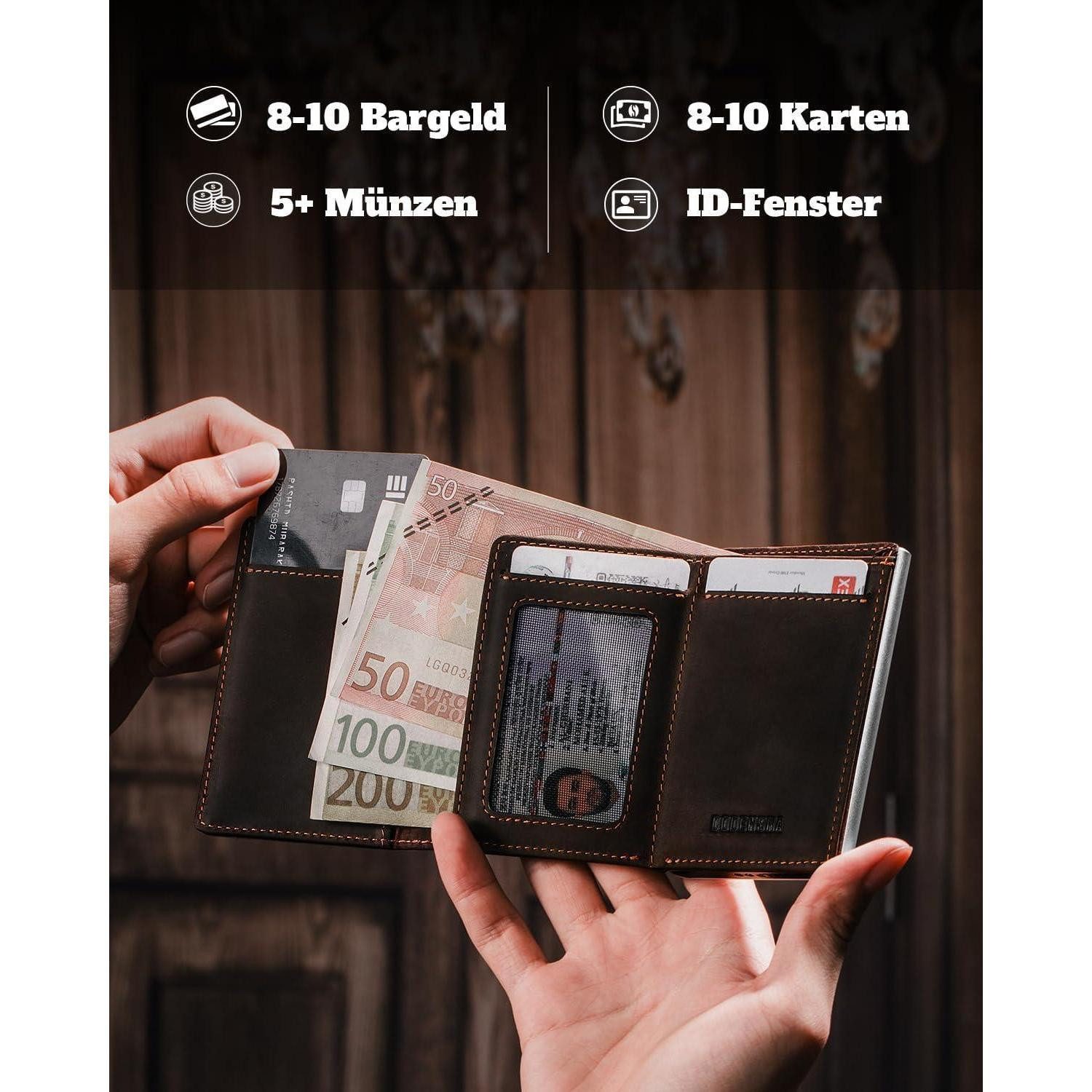 LuxusKollektion Kartenetui MagSnap Herren Geldbörse Slim Wallet mit Münzfach RFID Schutz