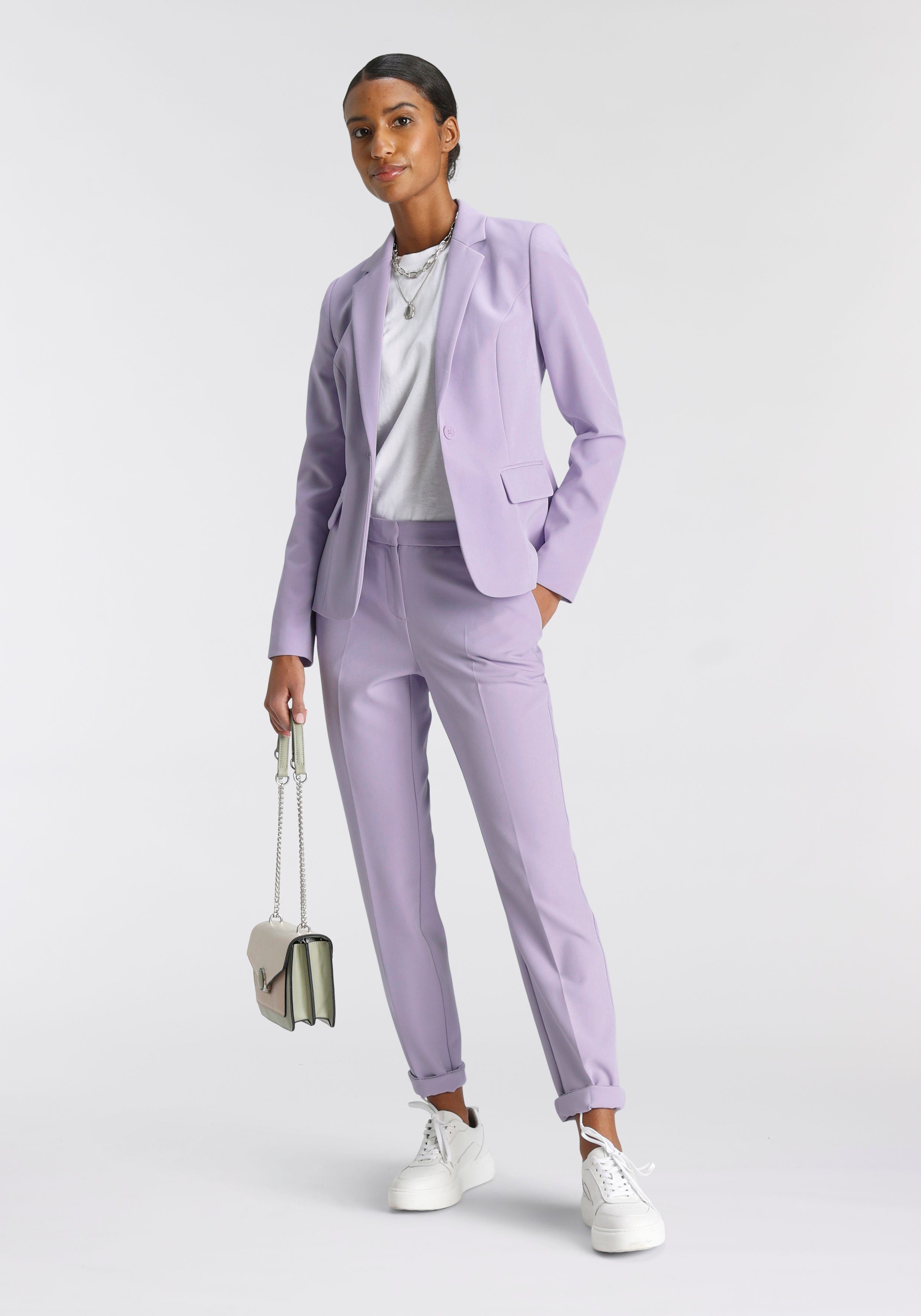 Tamaris Anzughose in nachhaltigem aus (Hose Material) Trendfarben flieder