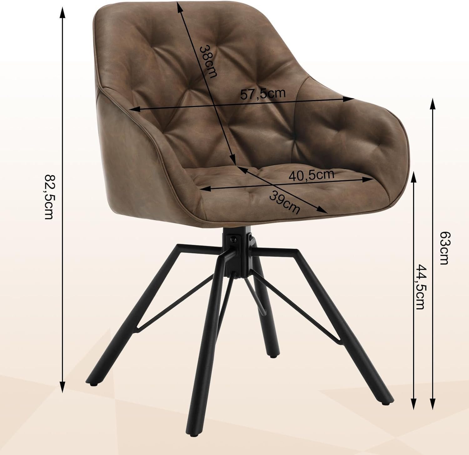 Woltu 4-Fußstuhl (2 St), drehbar, Esszimmerstuhl für Esszimmer Küche Wohnzimmer