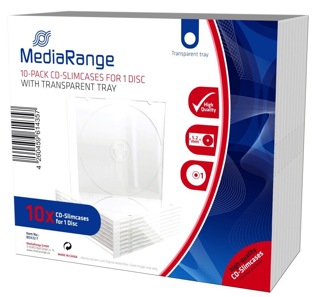 Mediarange CD-Hülle 10 Mediarange CD Hüllen 1er Slimcase 5,2 mm transparent