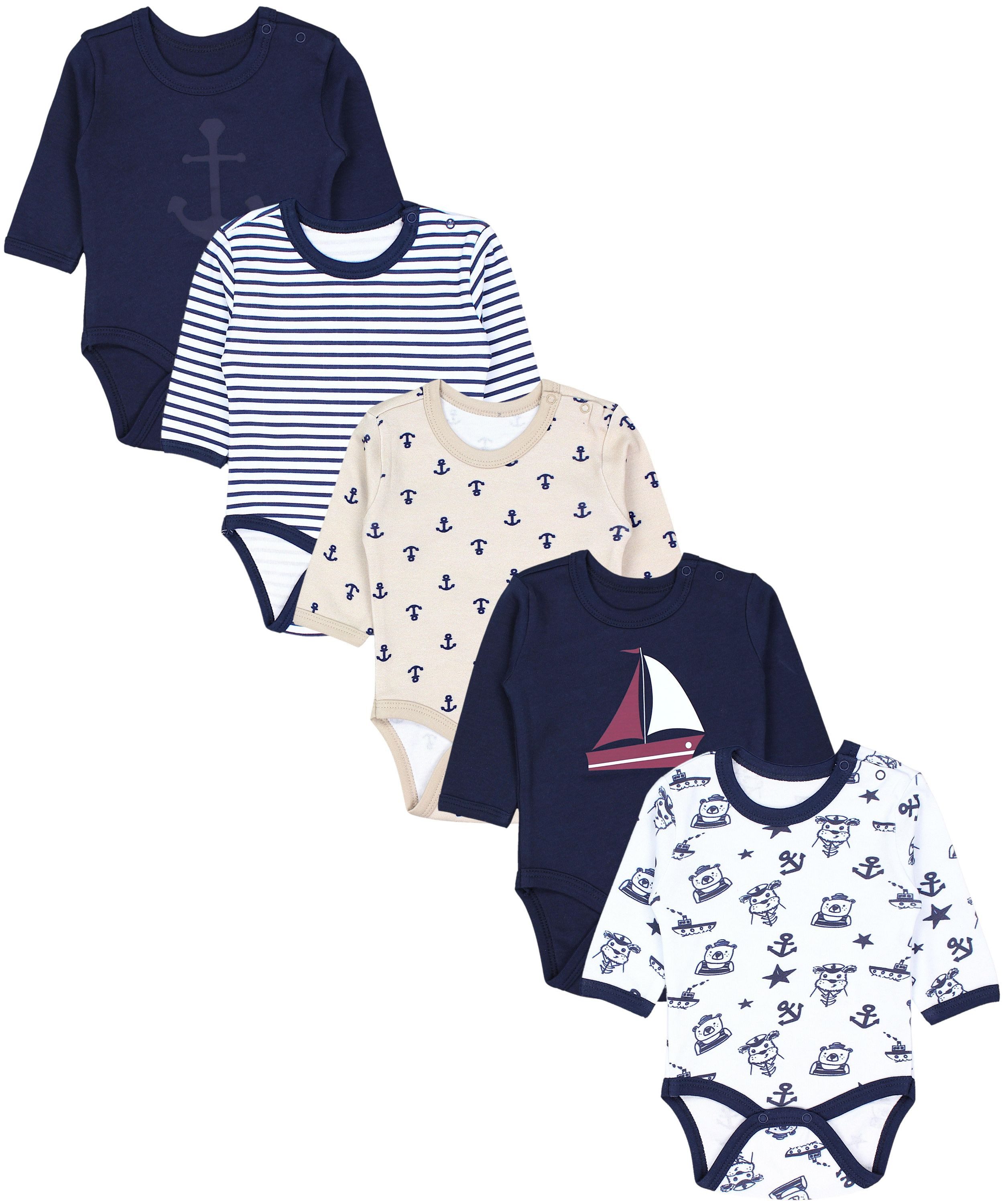 Maritim Anker Boot Kapitän Beige Weiß Blau