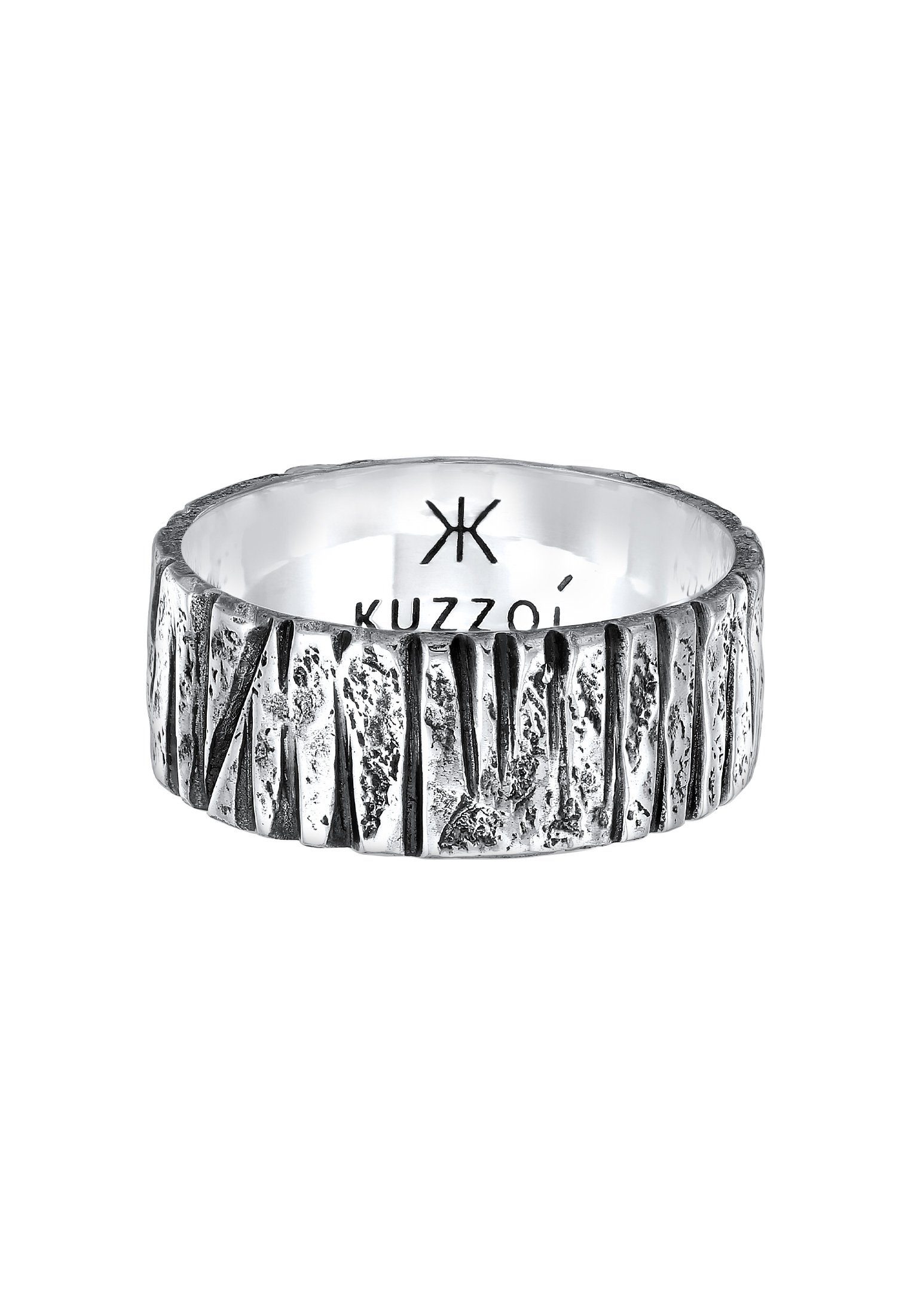 Kuzzoi Silberring Bandring Breit Struktur Gehämmert 925 Silber