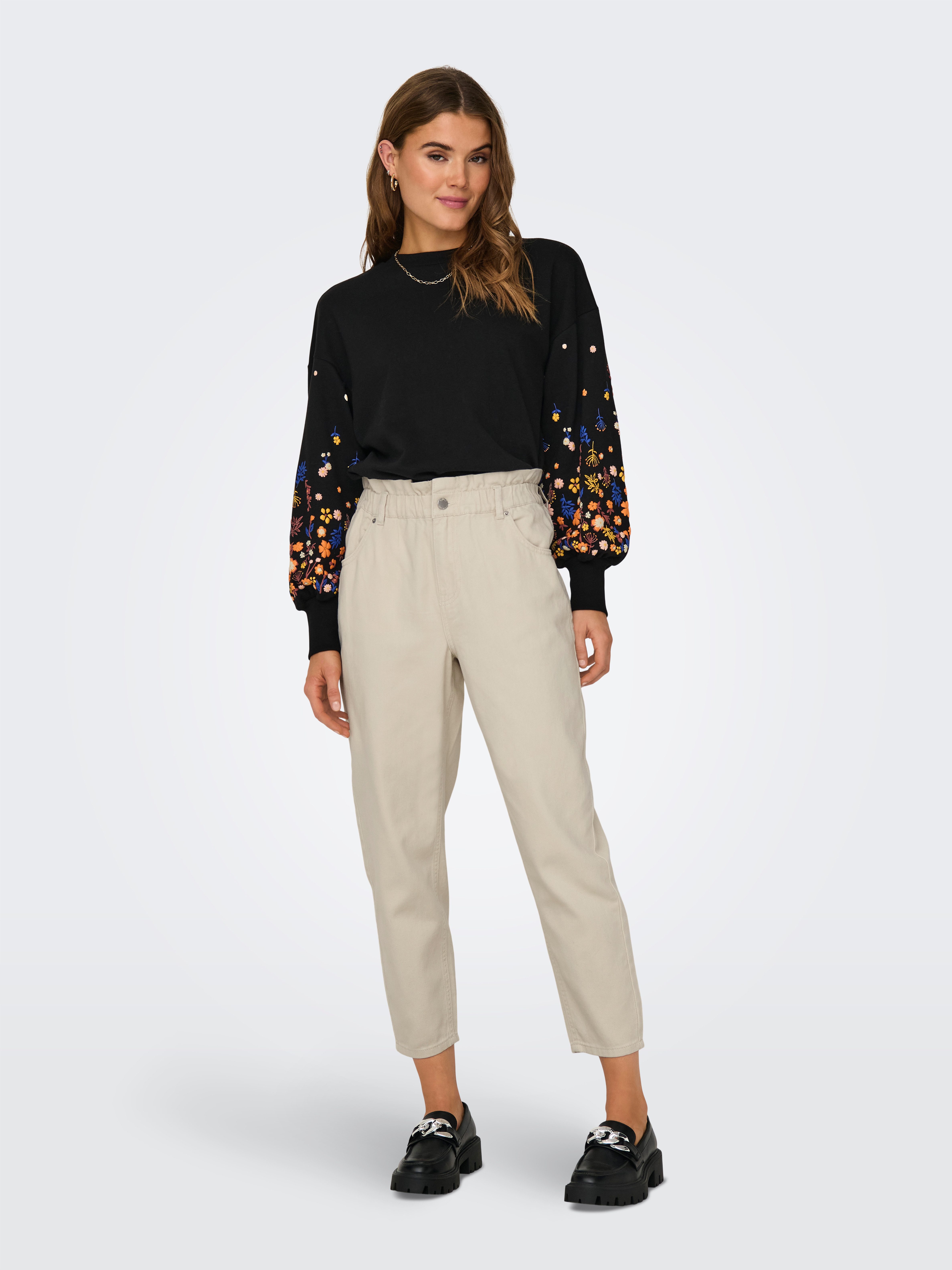 ONLY Sweatshirt ONLBROOKE L/S O-NECK FLOWER SWT Baumwollmischung, regular fit – Bild 4 von 5