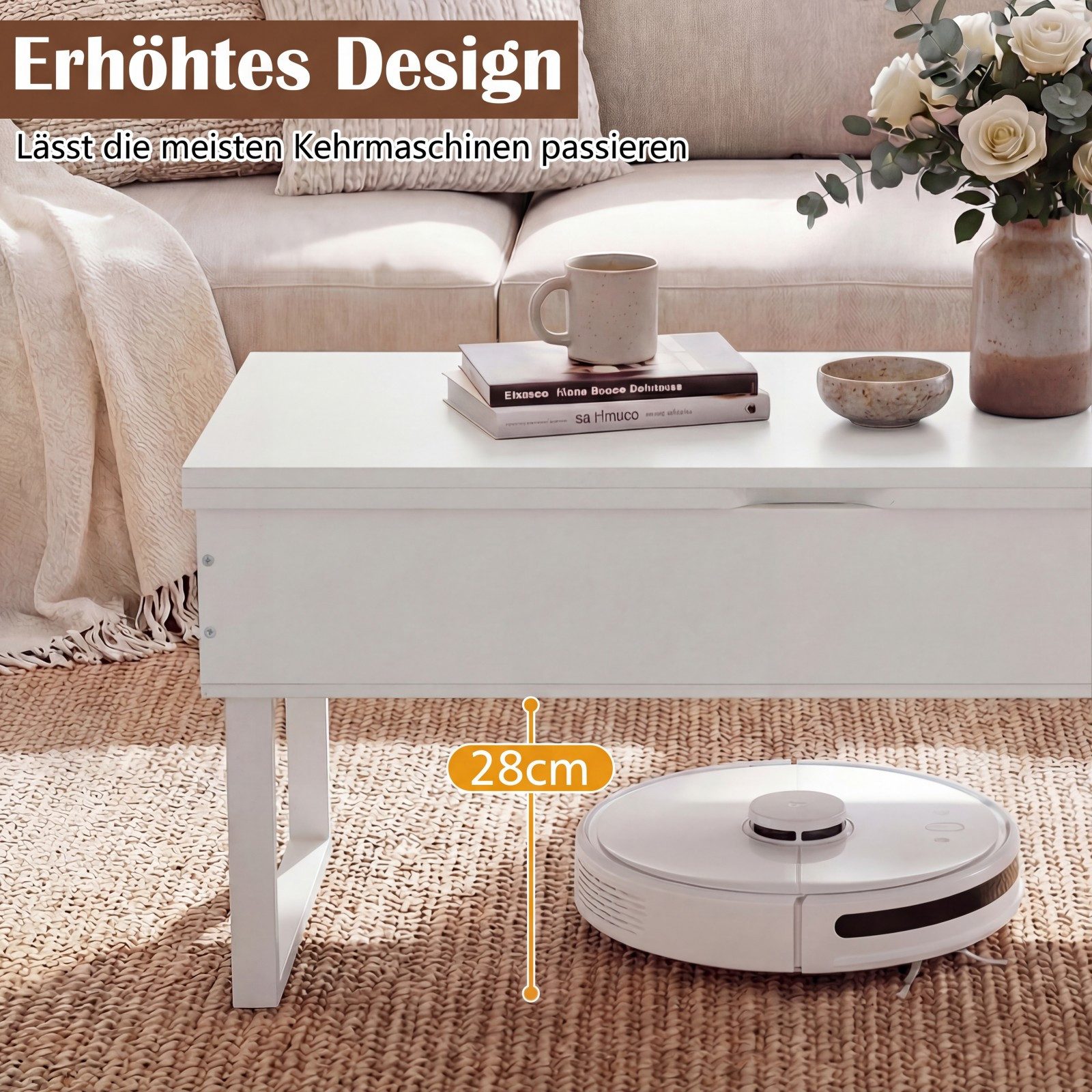 COSTWAY Couchtisch, 3 in 1 Wohnzimmertisch, kaffeetisch klein, Sofatisch