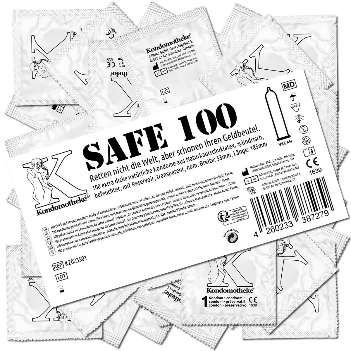 Kondomotheke Kondome SAFE (extra dicke Kondome, für Analverkehr) Beutel mit, 100 St., reißfeste Kondome -, die preiswerten Kondome zum Super-Sparpreis