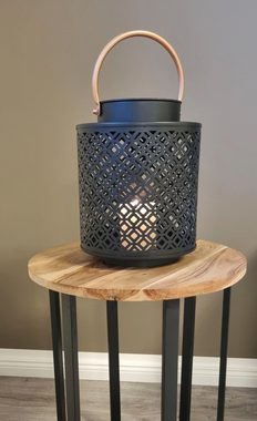 Ambiente Haus Kerzenlaterne Kerzenhalter aus pulverbeschichtetem Metall (1 St), Laterne mit Griff - Höhe ca. 38 cm