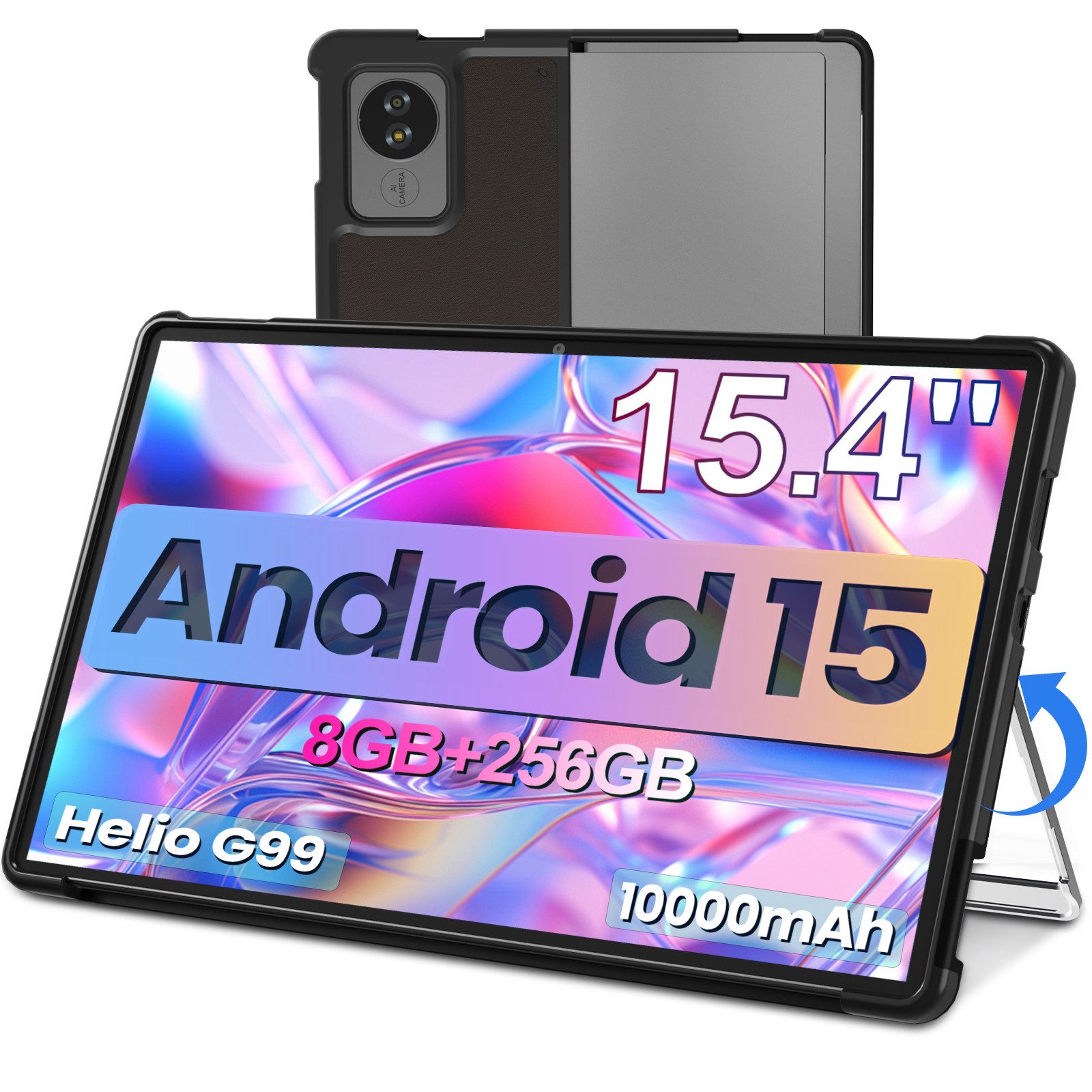 MENGHU 15,4 Zoll Multimedia-Tablet 10000mAh Akku 8GB RAM & 256GB Speicher Tablet (15,4", 256 GB, Android 15)