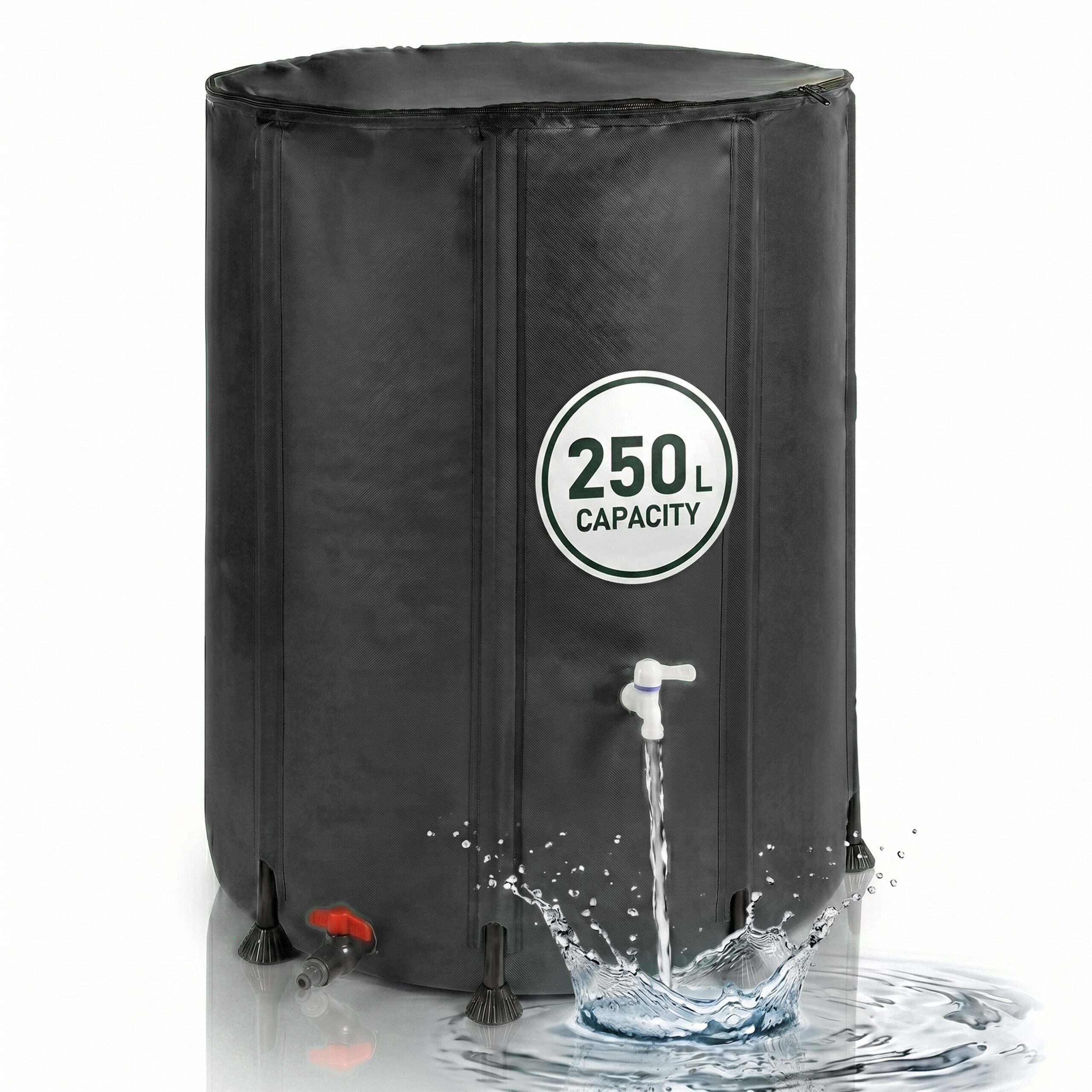relaxdays Regentonne Faltbare Regentonne 250l, schwarz, 250 Liter