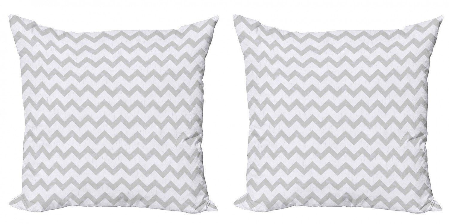 Kissenbezüge Modern Accent Doppelseitiger Digitaldruck, Abakuhaus (2 Stück), Grau und Weiß geometrische Zigzag