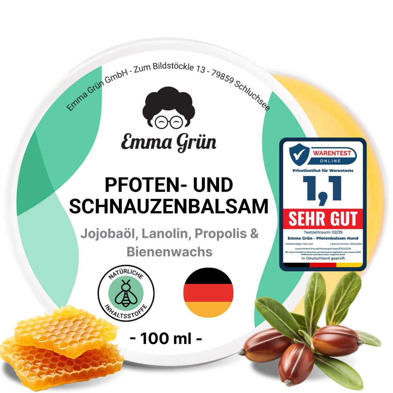 Emma Grün Pfotenschutz Pfoten- und Schnauzenbalsam Hund