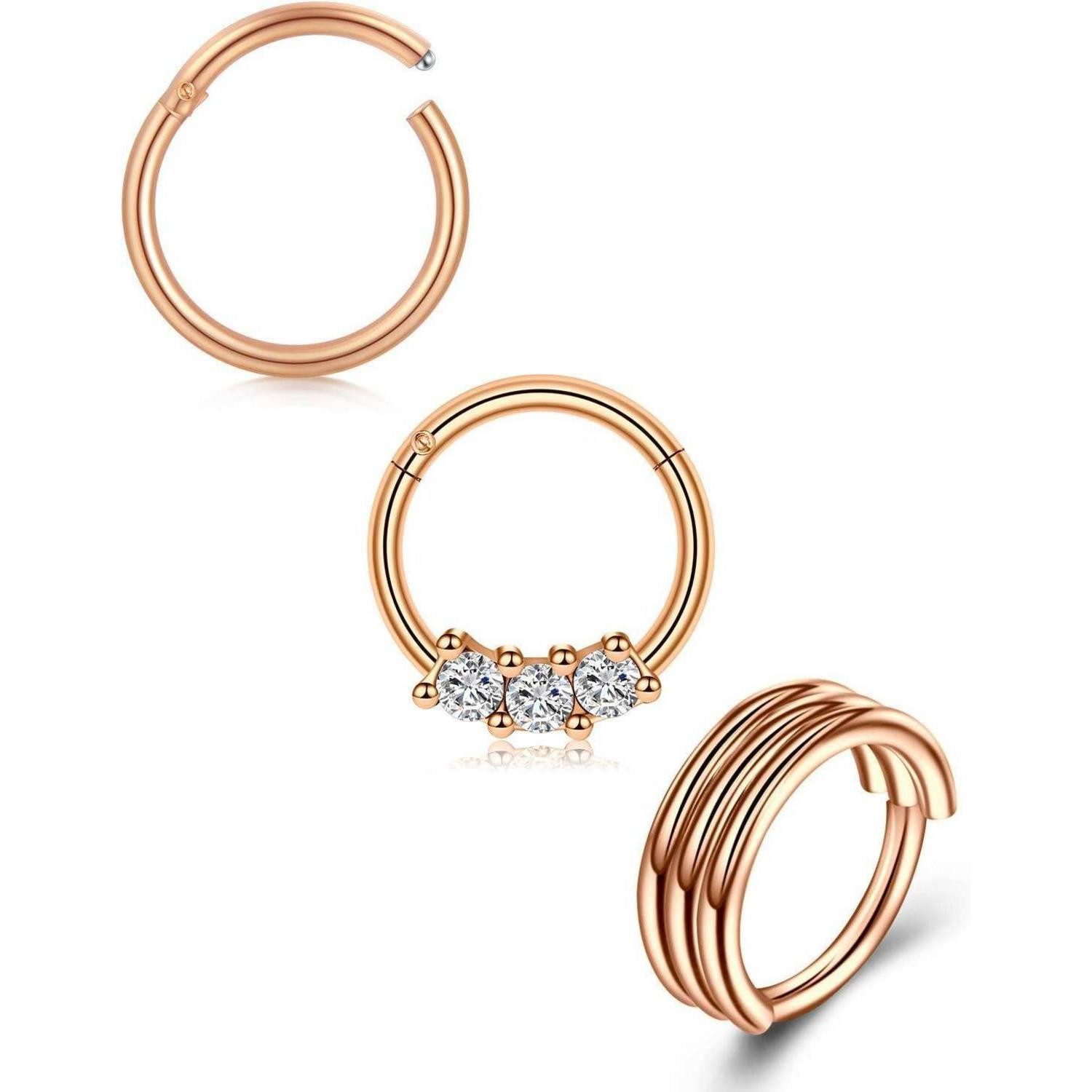 LuxusKollektion Nasenpiercing-Set Piercing Hufeisen 16G Chirurgenstahl Helix Tragus Septum Rosa