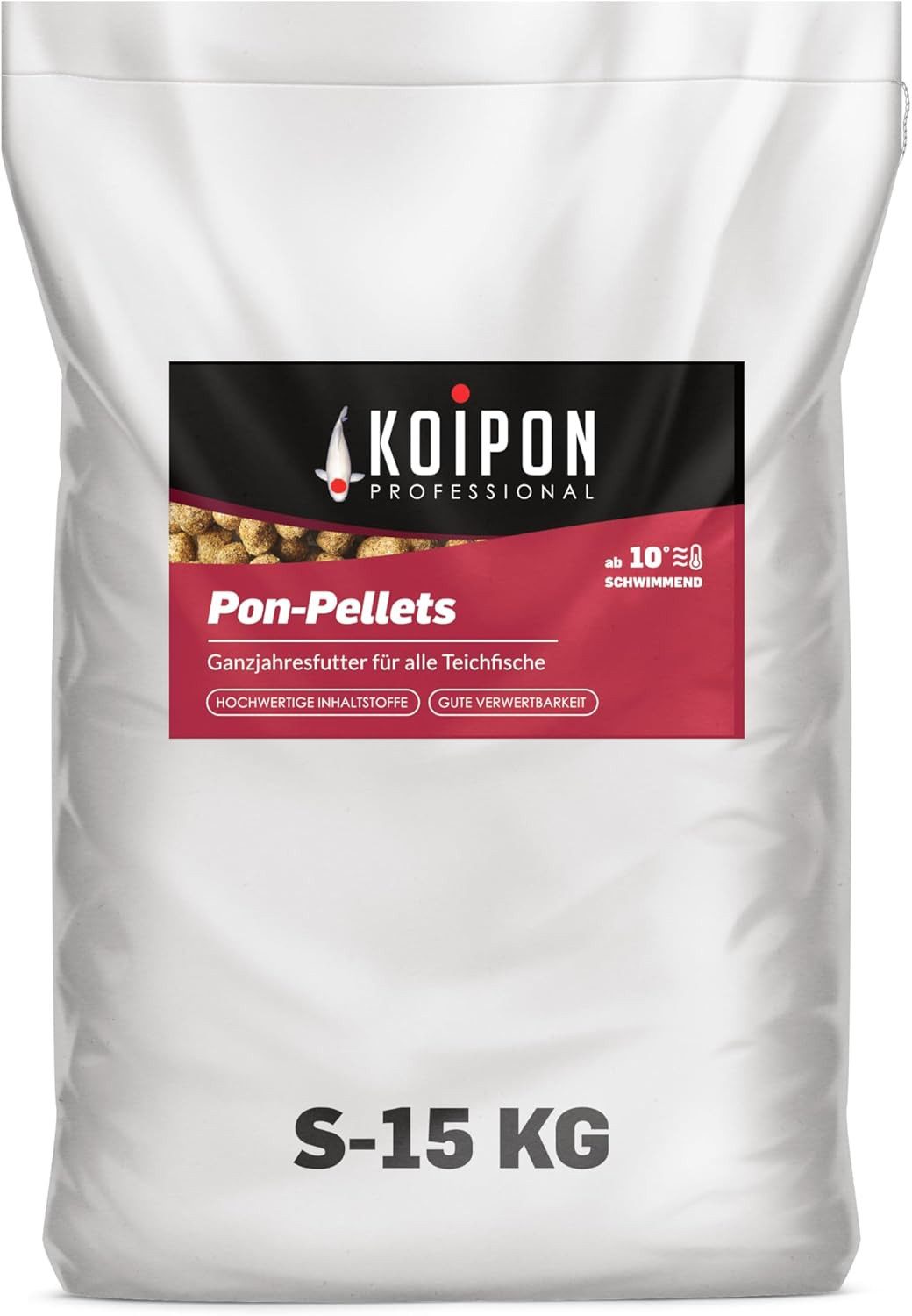KOIPON KOIPON Pon-Pellets 3mm Ganzjahresfutter für Koi & Goldfische, Trockenfutter für: Koi, Teichfische, Goldfische, Made in Germany