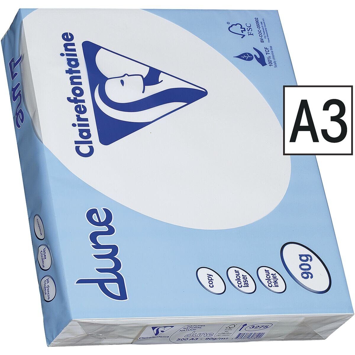 Thumbnail - CLAIREFONTAINE Druckerpapier dune, Format DIN A3, 90 g/m², creme, 500 Blatt