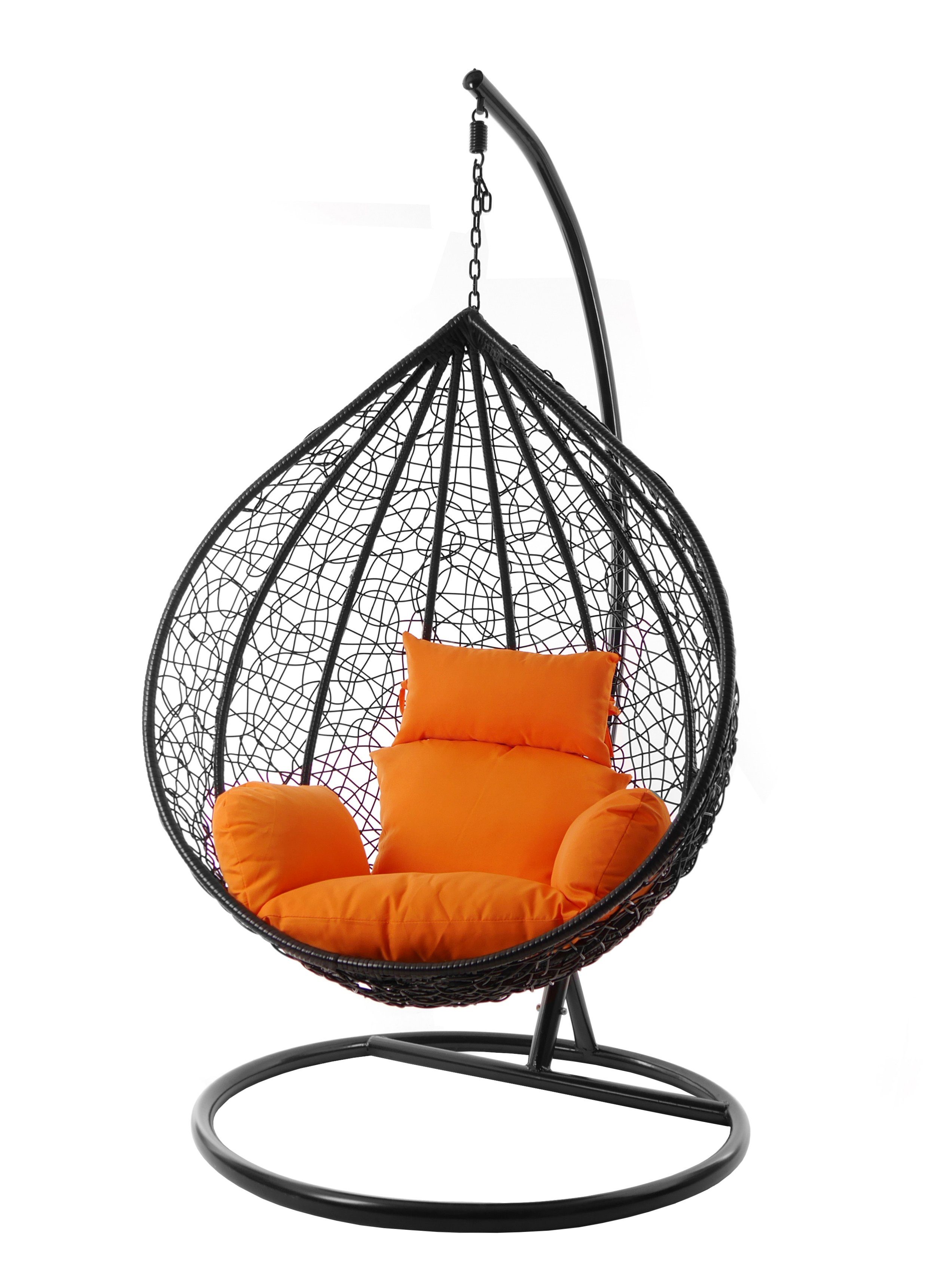 KIDEO Hängesessel Hängesessel Nest-Kissen, verschiedene Swing Gestell Farben inklusive, orange und Kissen MANACOR XXL edel, (3030 Chair, schwarz, tangerine)