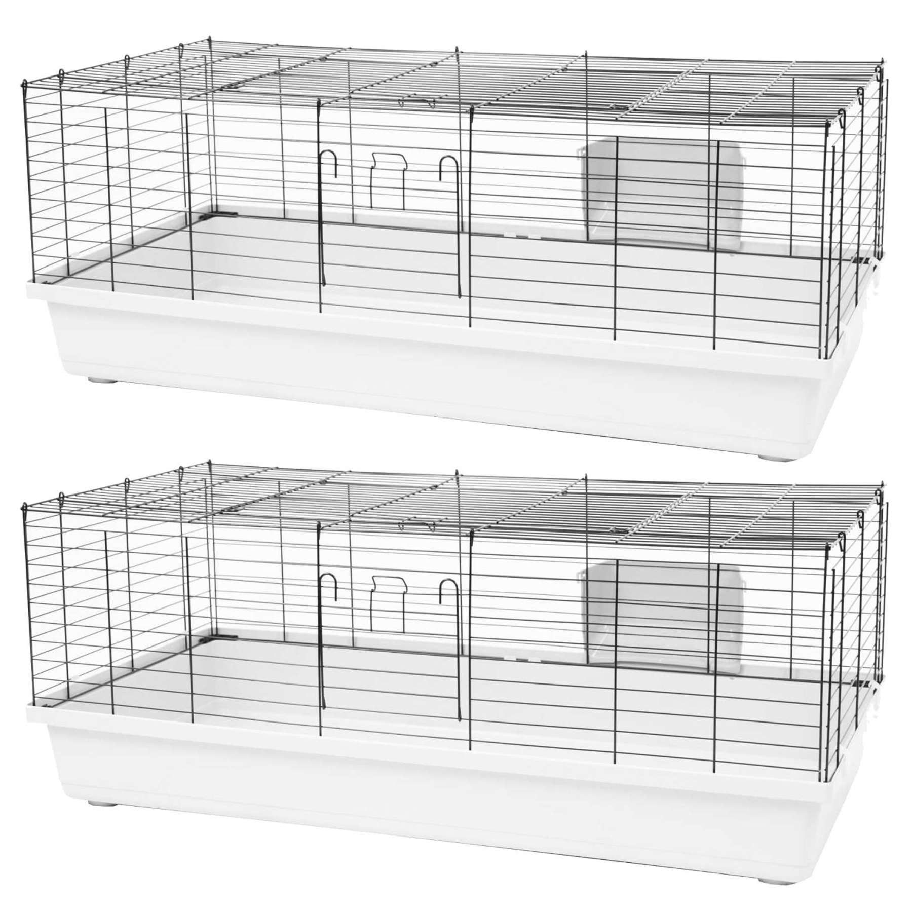 Kleintierkäfig 2er Pack Hasen+Meerschwein Nagerkäfig SAMMY 118,5 x58,9x46cm schw-grau