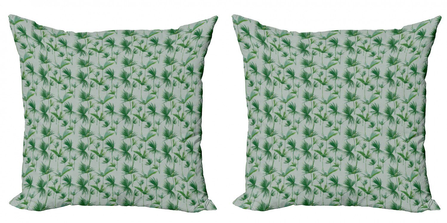 (2 Doppelseitiger Verstreute Accent Palm-Blätter-Entwurf Digitaldruck, Stück), Kissenbezüge Abakuhaus Modern Exotisch
