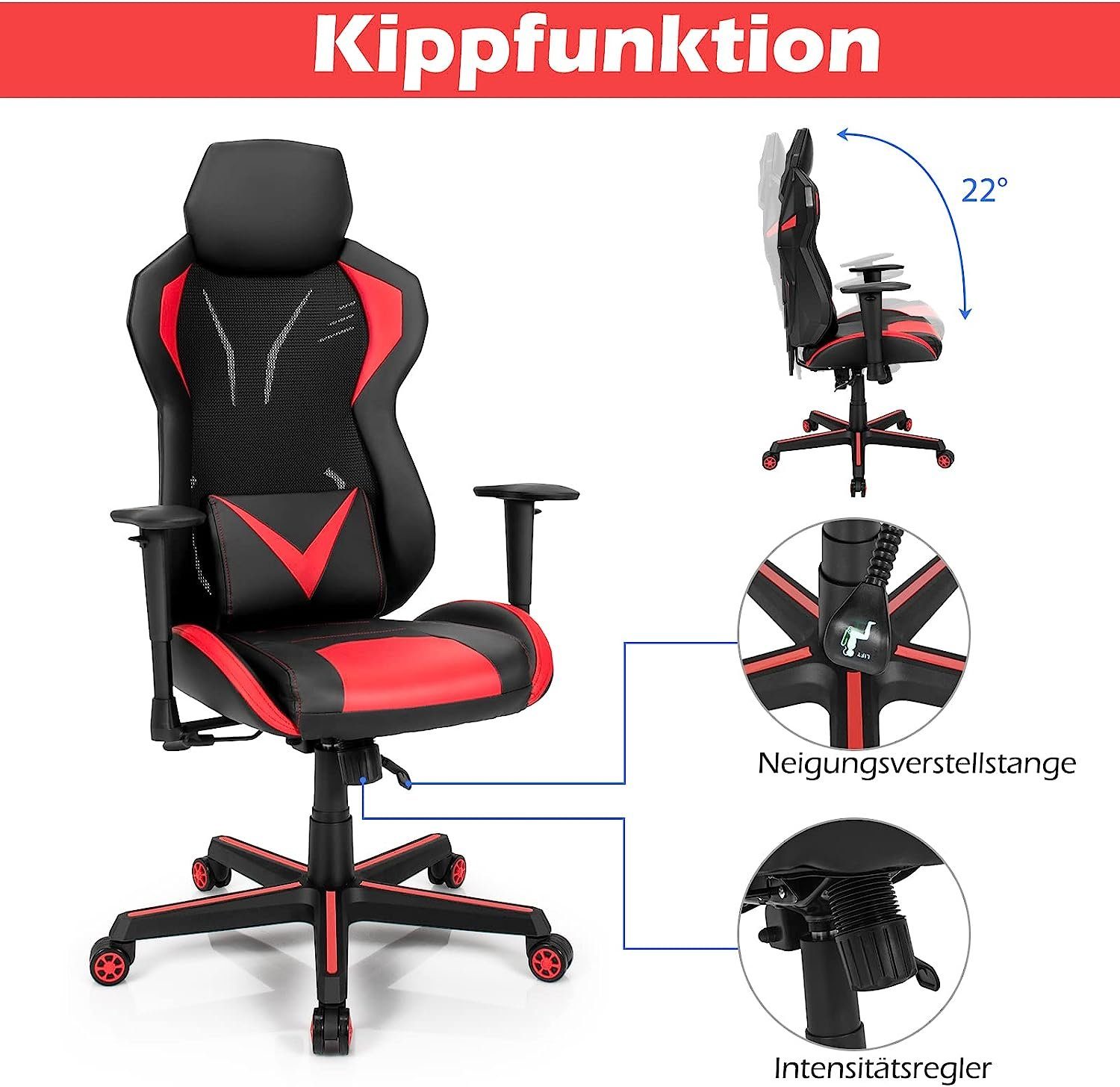 Bürostuhl, bis KOMFOTTEU 150 kg Gaming-Stuhl rot