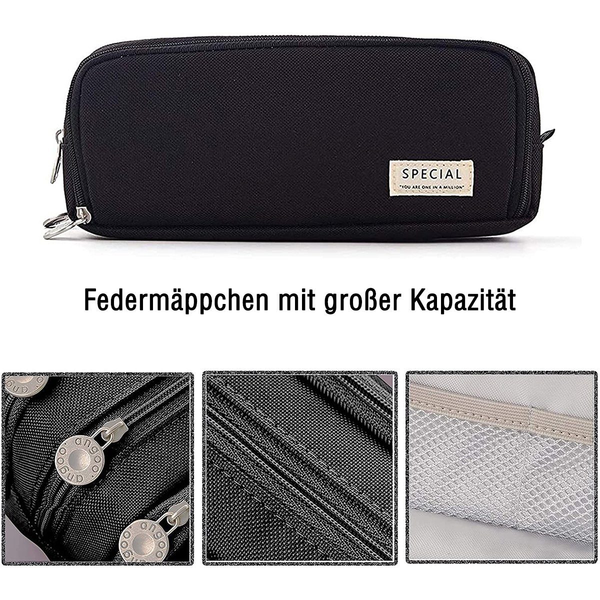 Schwarz Stiftetasche Schicht (1-tlg), Bleistift Federmäppchen, 3 HOMEIDEAS