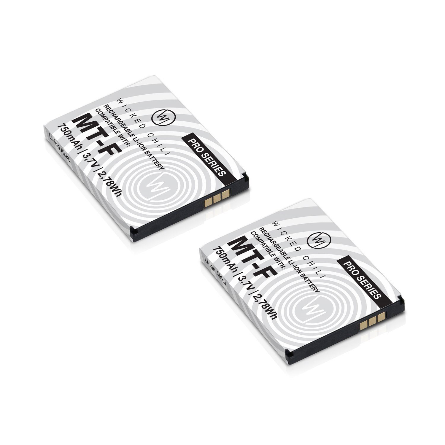 Wicked Chili 2er Set Akku für AVM FRITZ!Fon C5, C4 (2,78Wh 750 mAh) Zusatz-Akku MT-F Pro Series (03. Jul V)