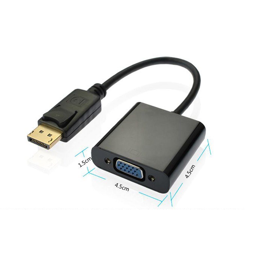 Bolwins B64 Adapter Kabel Displayport DP Stecker auf VGA PC Laptop TV Beamer Audio- & Video-Adapter Displayport zu VGA, 25 cm, Video Signalübertragung von Displ – Bild 4 von 5