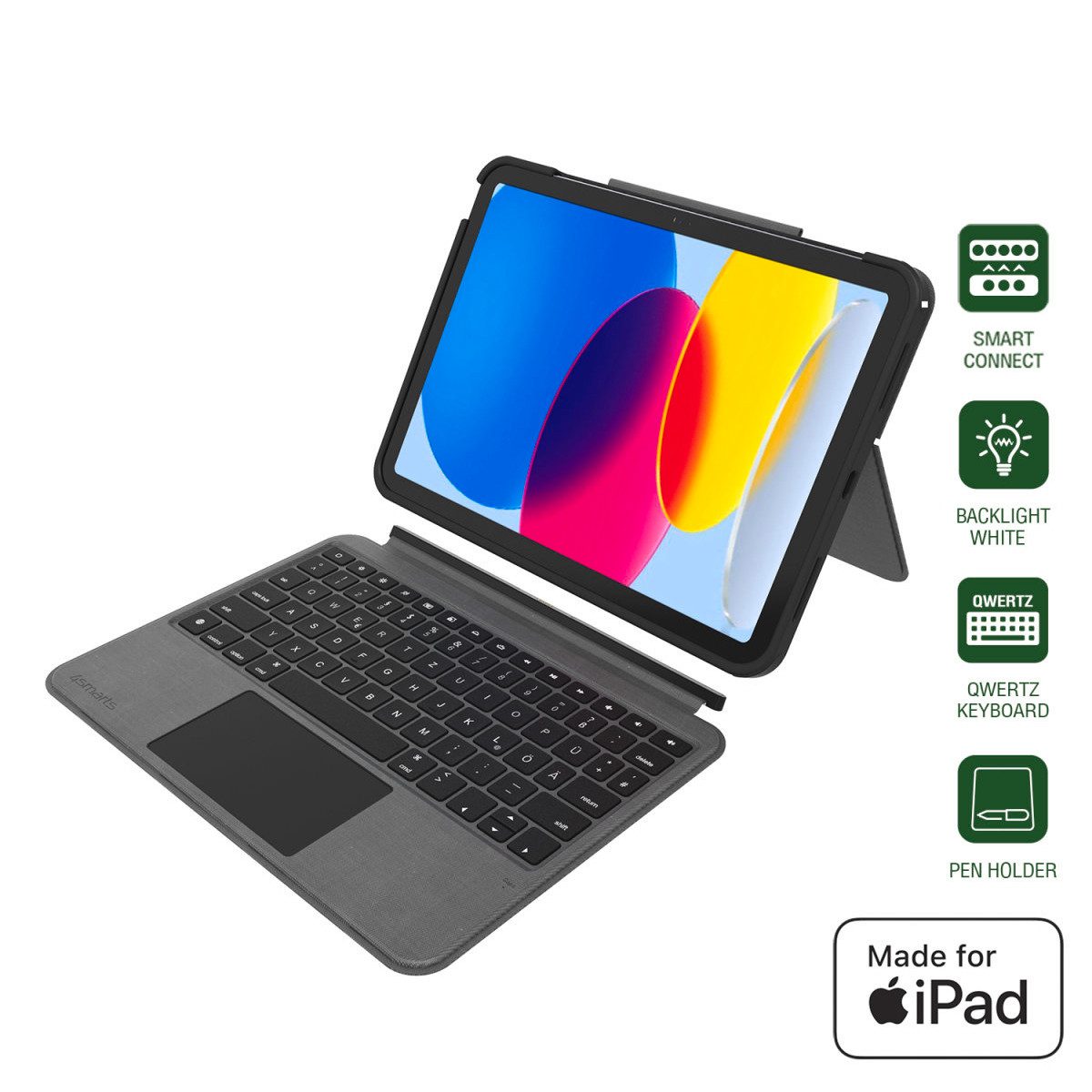 4smarts Tastatur Case 2in1 Solid Smart Connect für iPad 10. Gen iPad-Tastatur