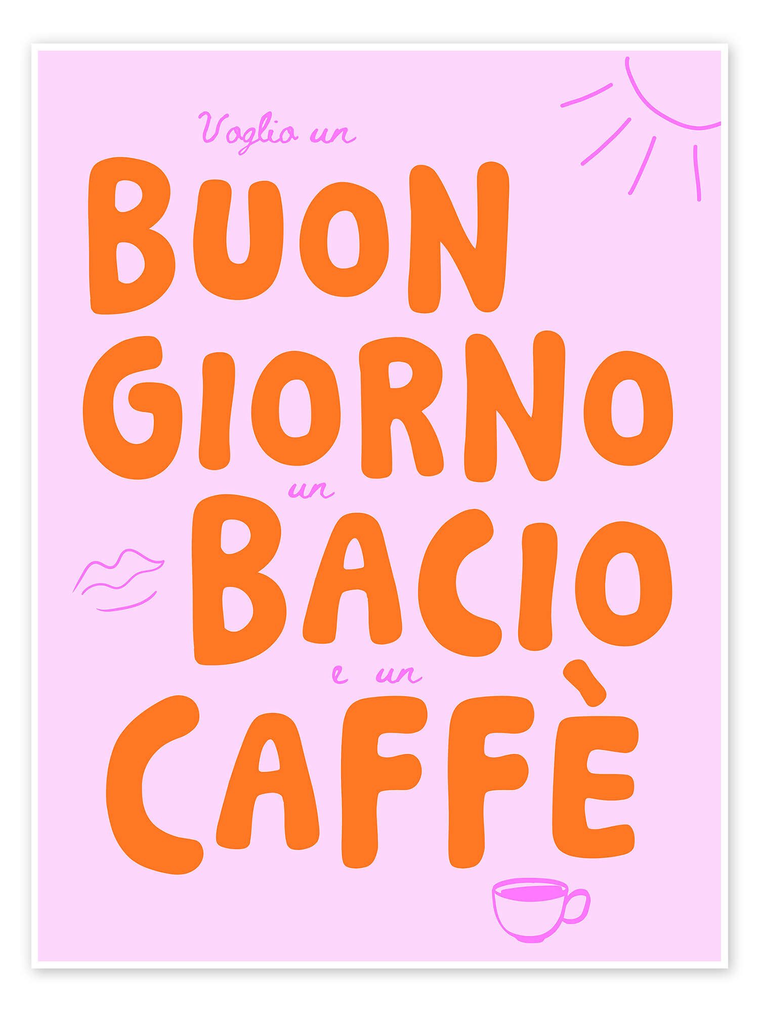 Posterlounge Wandbild Buongiorno, un bacio e un caffè, Ohkimiko, erhältlich als Poster, Leinwandbild, Wandsticker oder Acrylglasbild