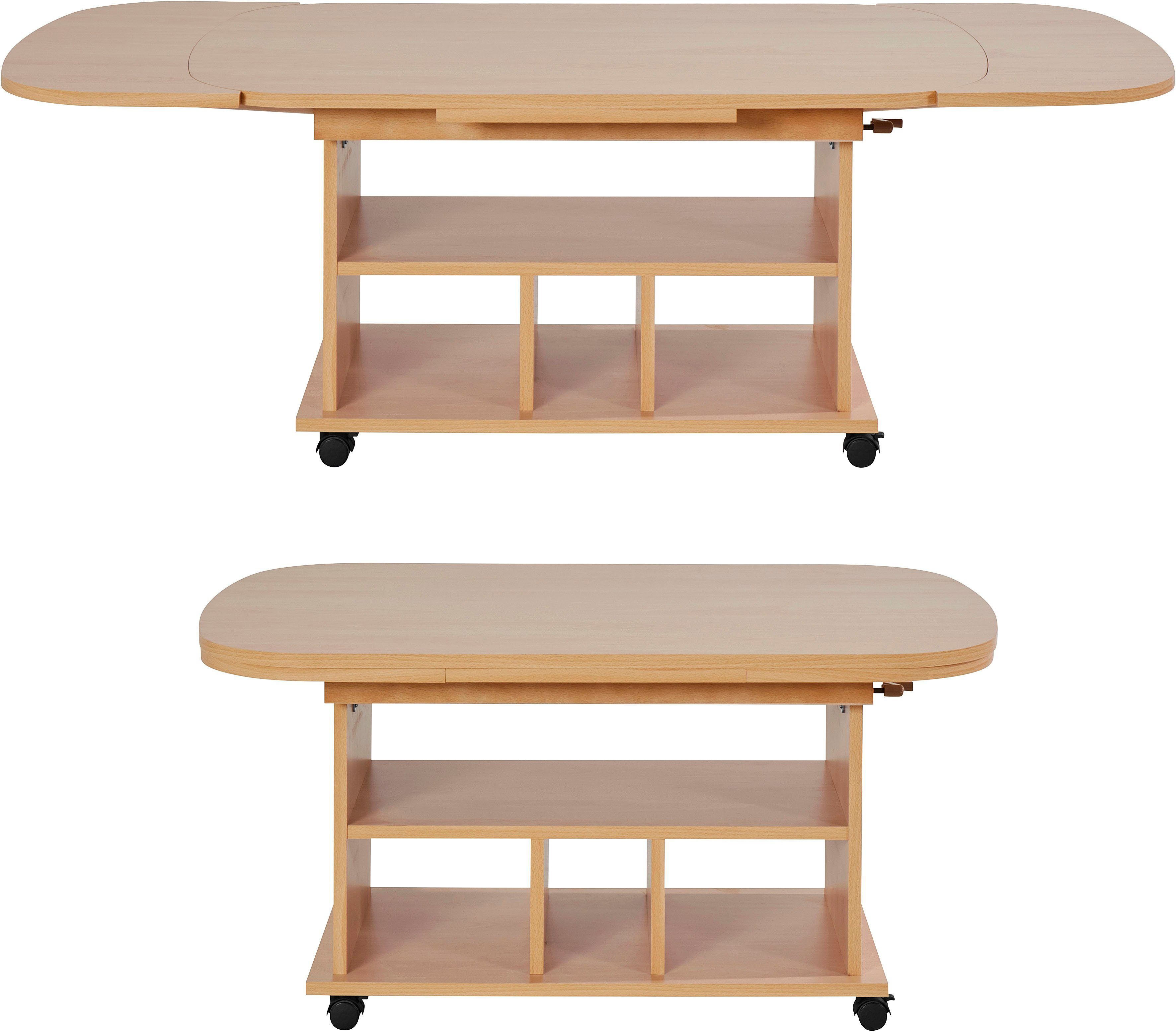 HELA Couchtisch, auf Rollen, höhenverstellbar und ausziehbar günstig online kaufen