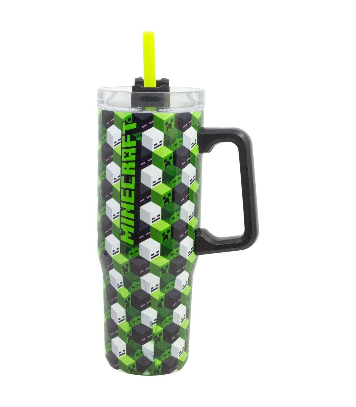 Minecraft Isolierflasche XL 920 ml mit Griff Deckel und Trinkhalm