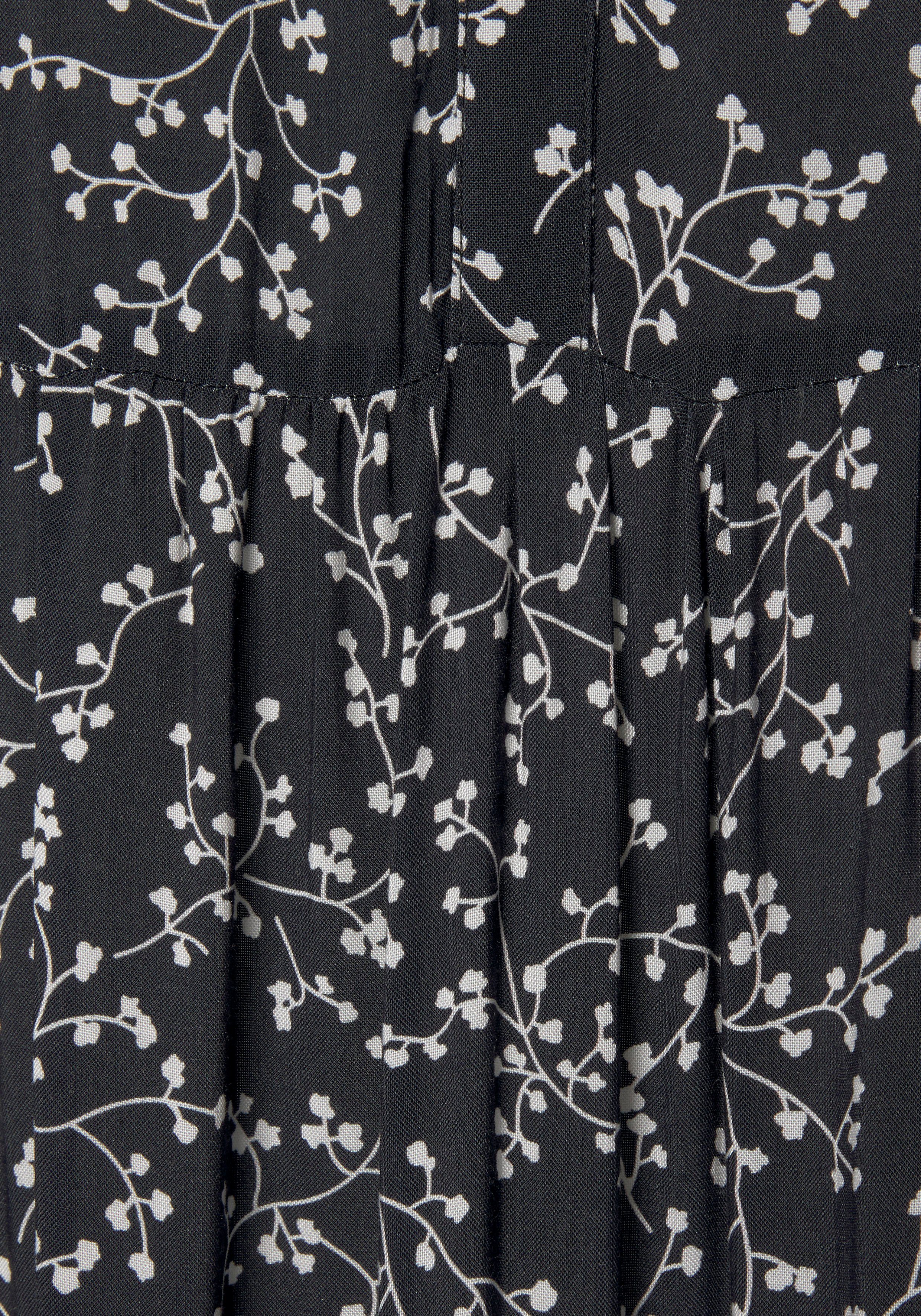 LASCANA Maxikleid mit Blumenprint und Volants aus gewebter Viskose, locker bequemer Look Langärmliges Webkleid, Sommerkleid, Kaftankleid mit weitem Rockteil – Bild 5 von 5