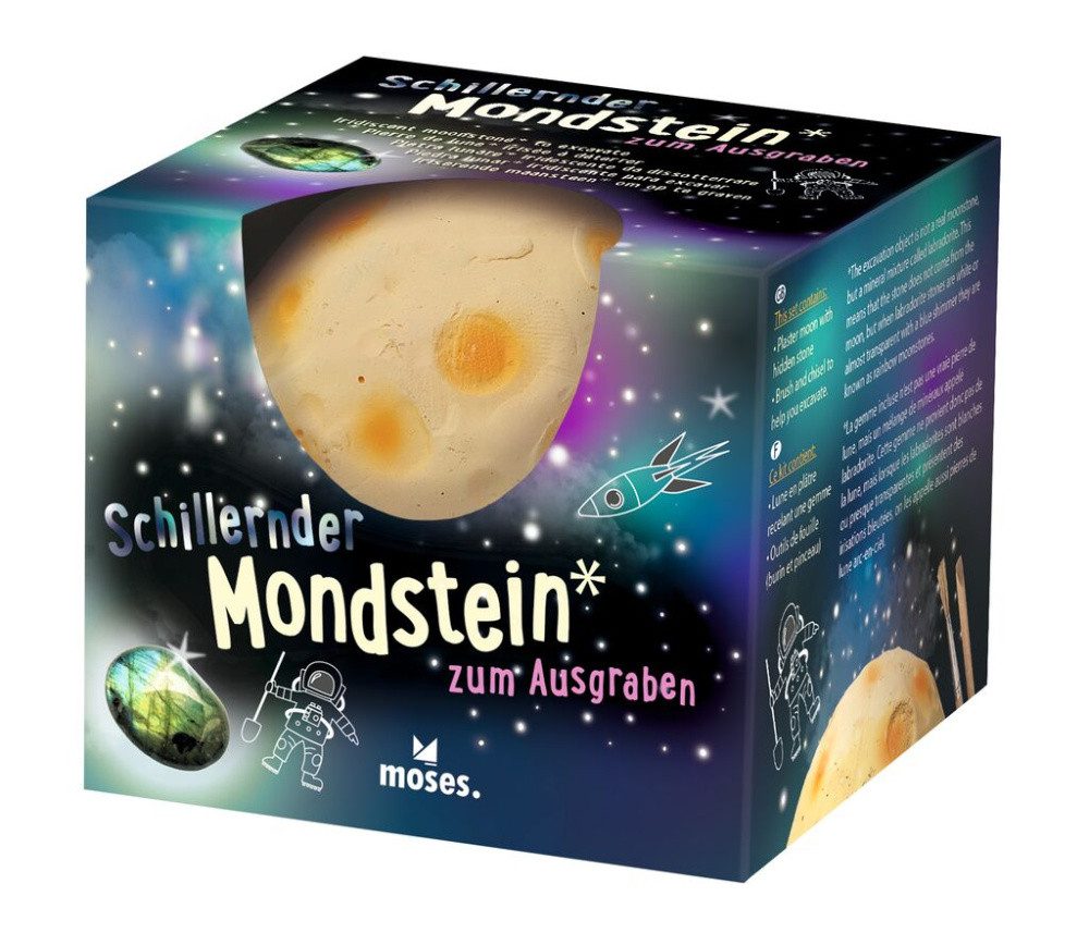 Dekosteine, schillernder Mondstein zum Ausgraben, Ausgrabungsset für Kinder