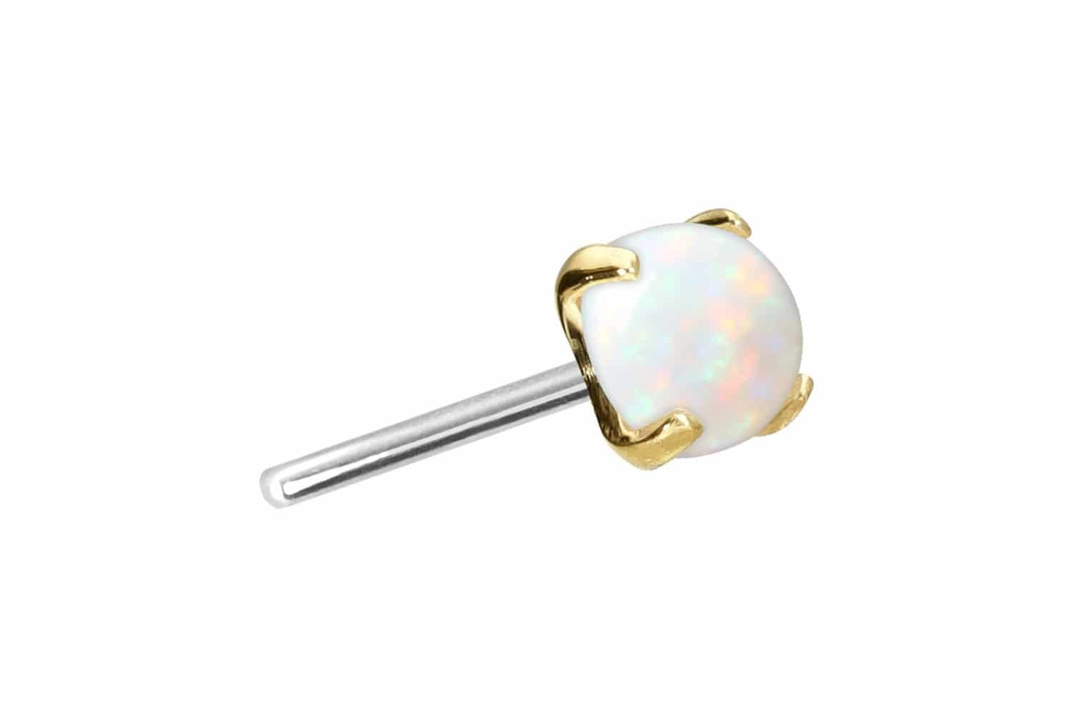 Piercing-Set 14 Karat Gold Aufsatz mit Titan Push Pin SYNTHETISCHER OPAL