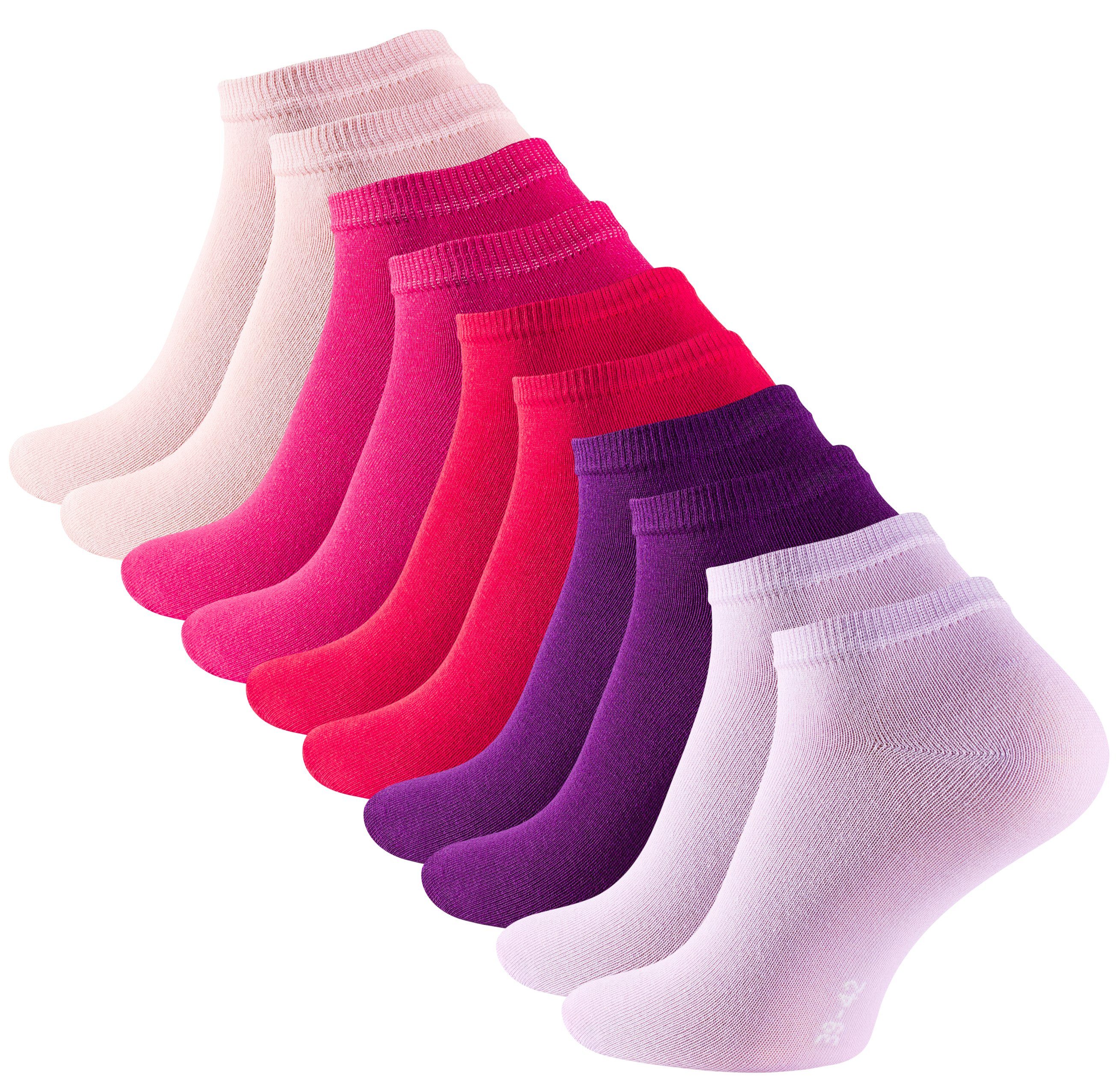 (10-Paar) Sneakersocken Baumwollqualität Berry angenehmer Colours in Prime® Cotton