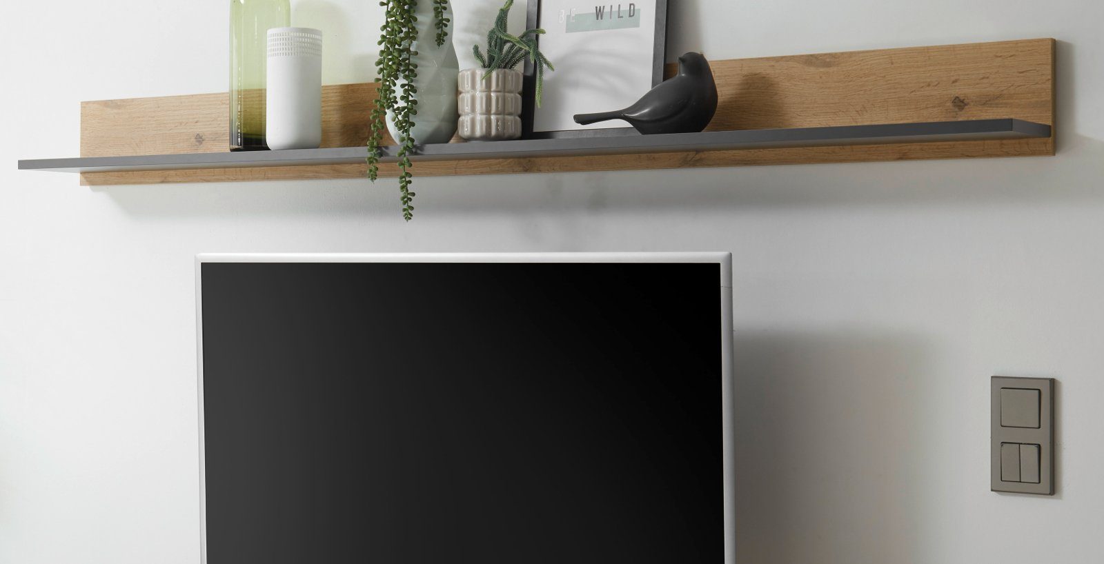 Furn.Design Wandboard Center, Wandregal in grau und Wotan Eiche günstig online kaufen