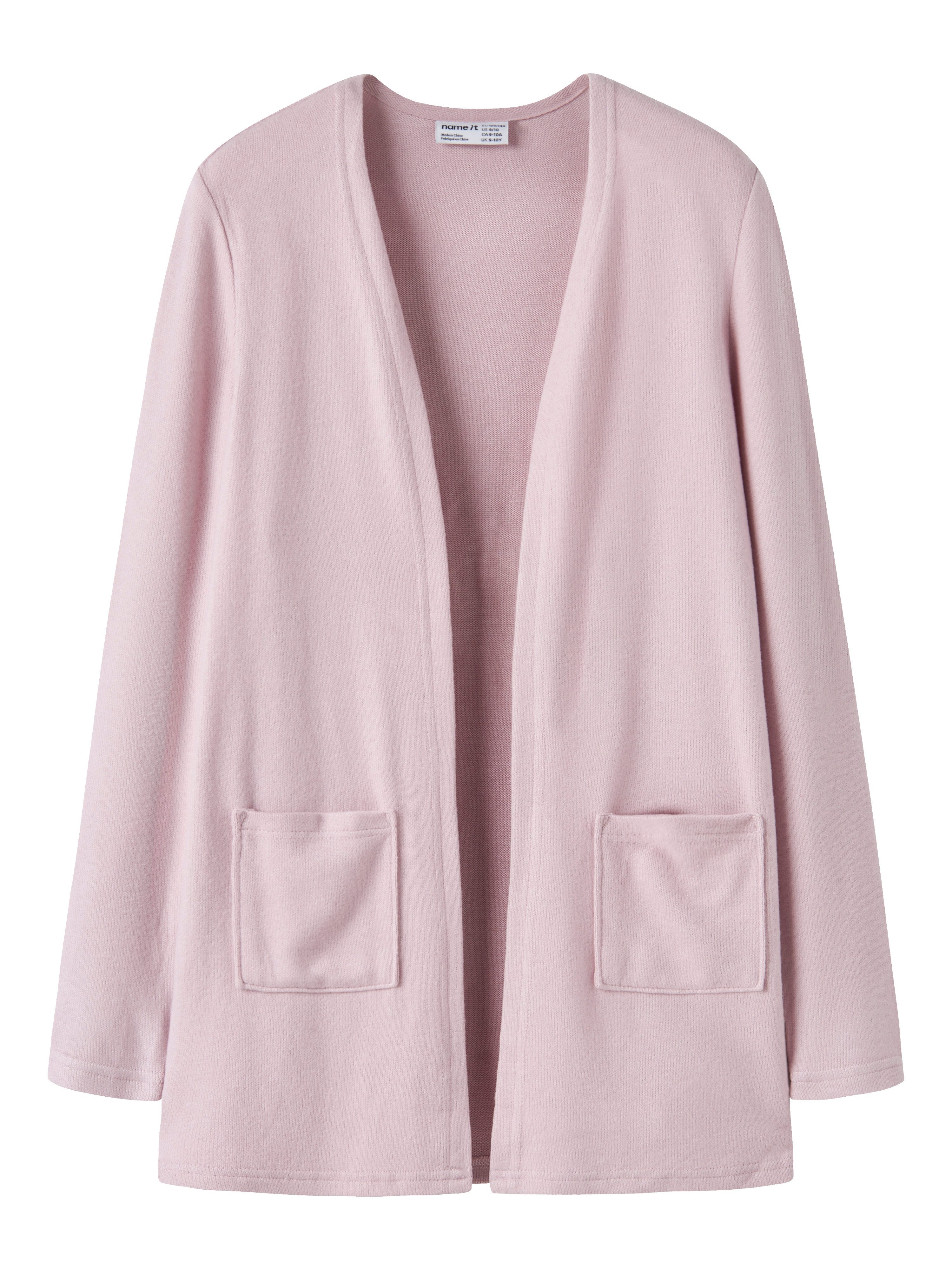 Name It Strickjacke NKFVICTI – Cardigan ohne Verschluss aus Feinstrick unifarben, casual, regular fit, Feinstrick, V-Ausschnitt