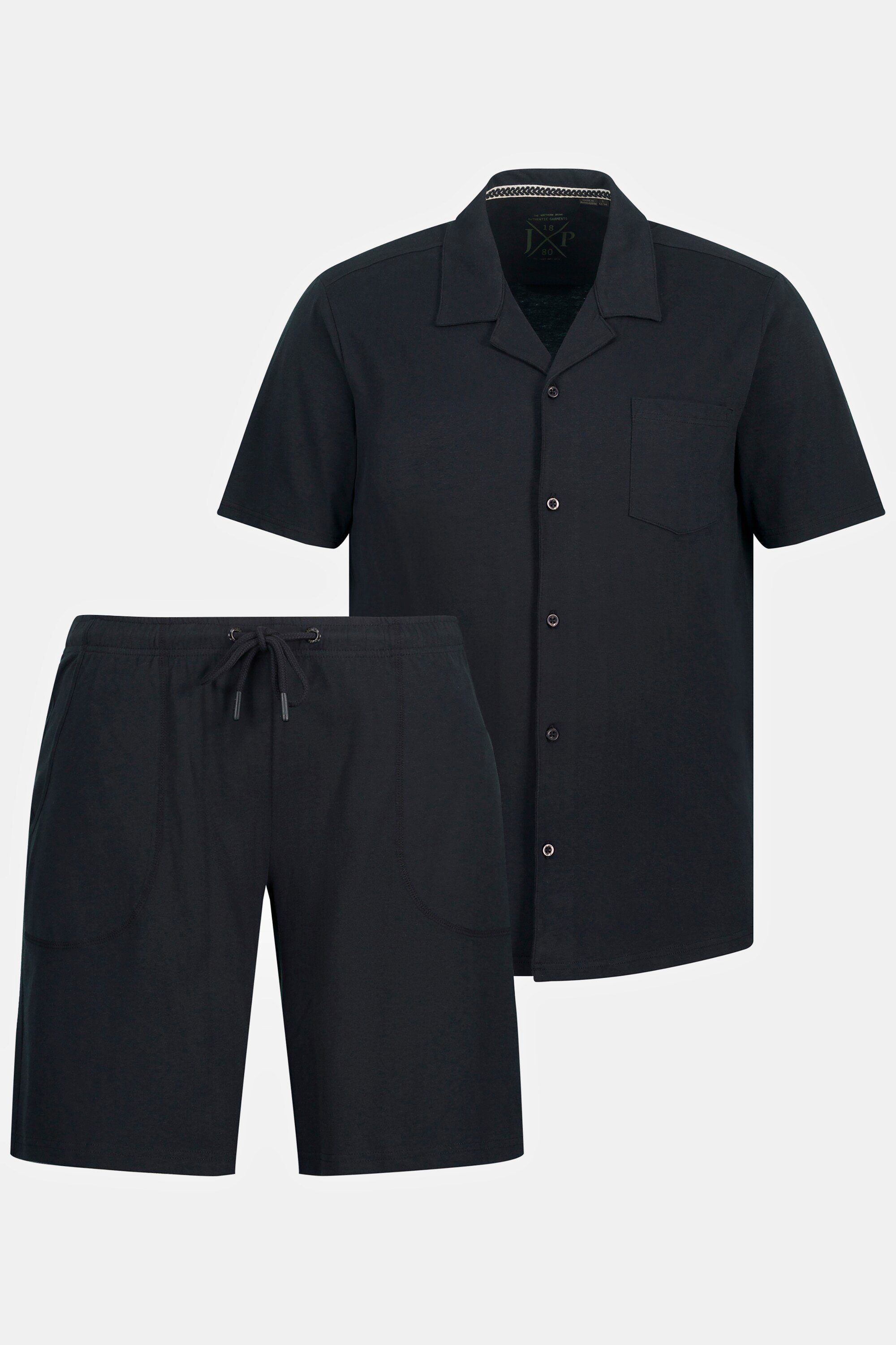 JP1880 Kragen Schlafanzug Cuba Shorts Homewear Oberteil Schlafanzug