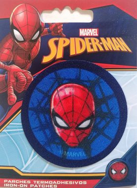 MARVEL Aufnäher Bügelbild, Aufbügler, Applikationen, Patches, Flicken, zum aufbügeln, Polyester, Spiderman Comic Kopf Button - Größe: 6,4 x 6,4 cm
