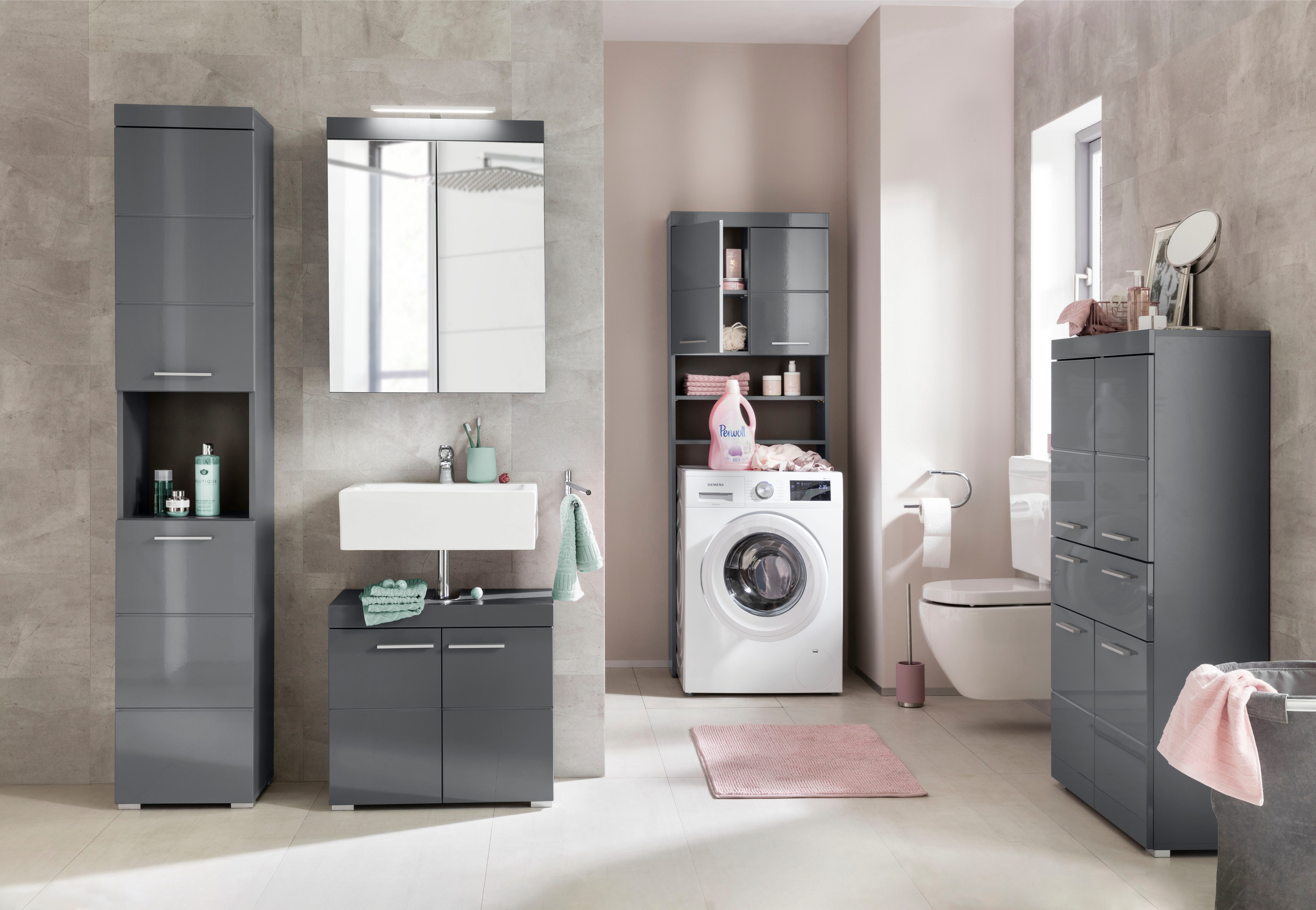 welltime Midischrank Avena Standschrank mit 4 Türen, 1 Schublade - (B/T/H) 73/31/130 cm