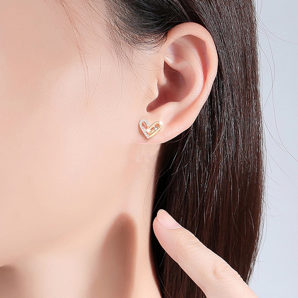 Ohrringe, Silber einfache Ohrringe Mode s925 Paar Zirkonia-Ohrringe Haiaveng Liebe Frauen, Sterling Ohrhänger
