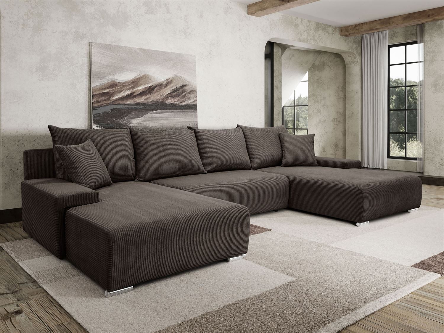 Lookway Wohnlandschaft LAVIO U – großes Ecksofa in U-Form, modernes Design, 348x188x93 cm