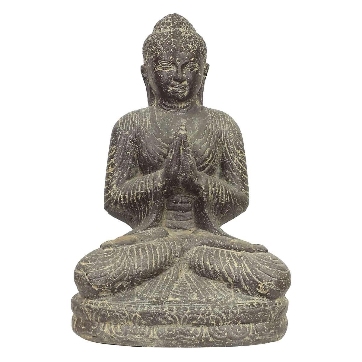 Sitzend Dekofigur Figur Oriental aus Herstellung Galerie in im St), Gartenfigur Handarbeit (1 45 Ursprungsland traditionelle cm Lavastein Buddha