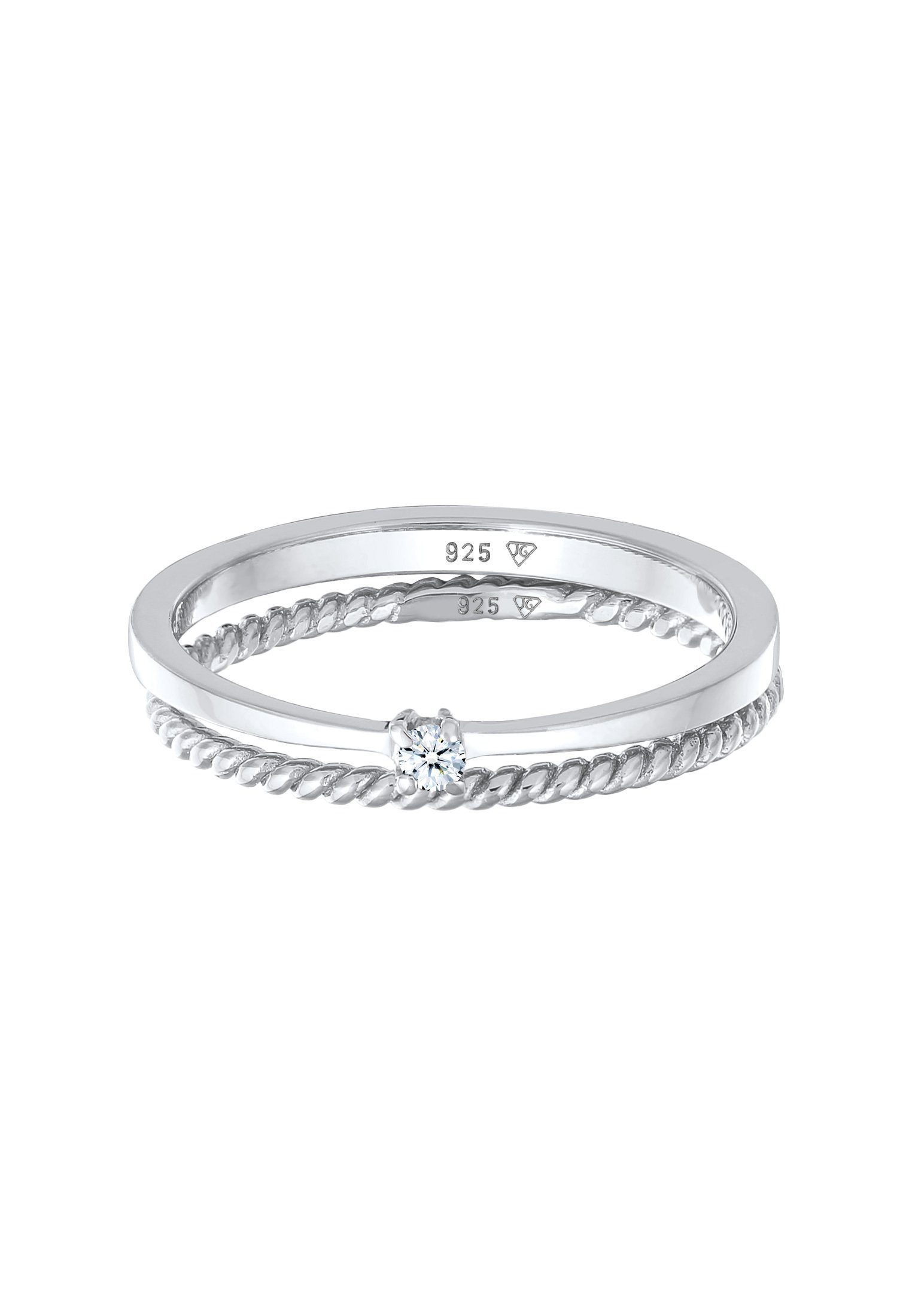Elli DIAMONDS Diamantring Diamant (0.03 ct) Kordel 2er Ring Set 925 Silber günstig online kaufen