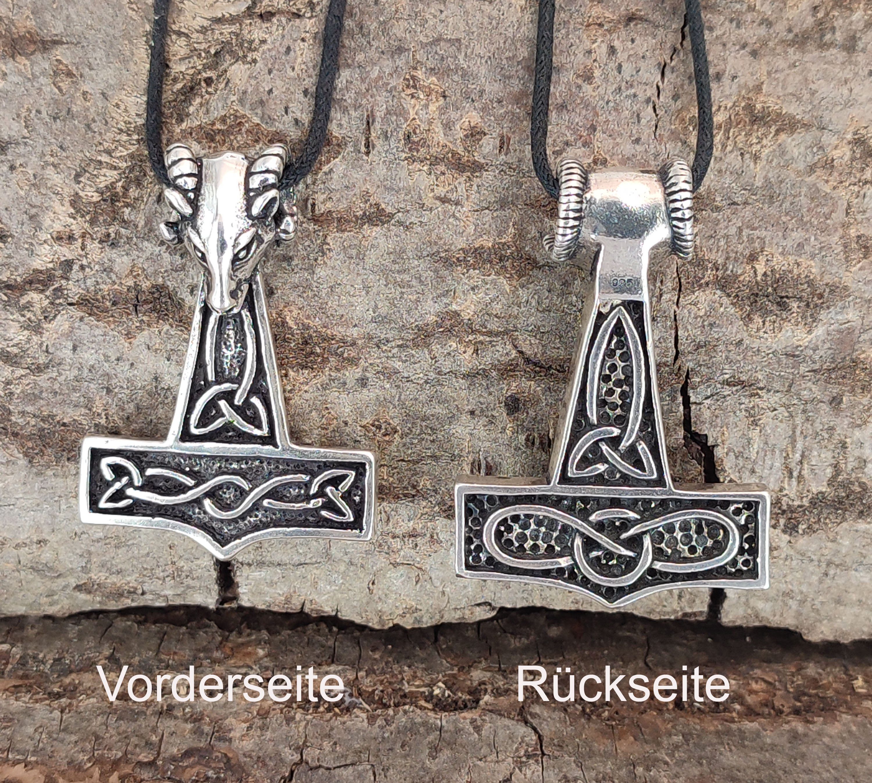 Anhänger Odin Mjölnir Thorshammer Kiss Silber Leather Kettenanhänger Thor of 925 Thorhammer