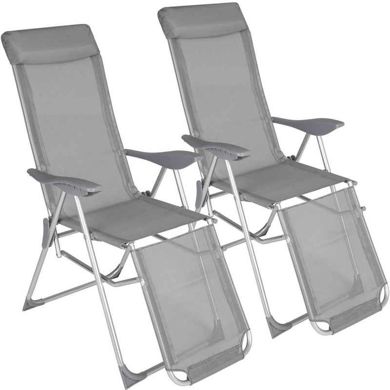 tectake Gartenstuhl »2 Aluminium Gartenstühle klappbar mit Kopfteil und« (2 St), verstellbare Rückenlehne