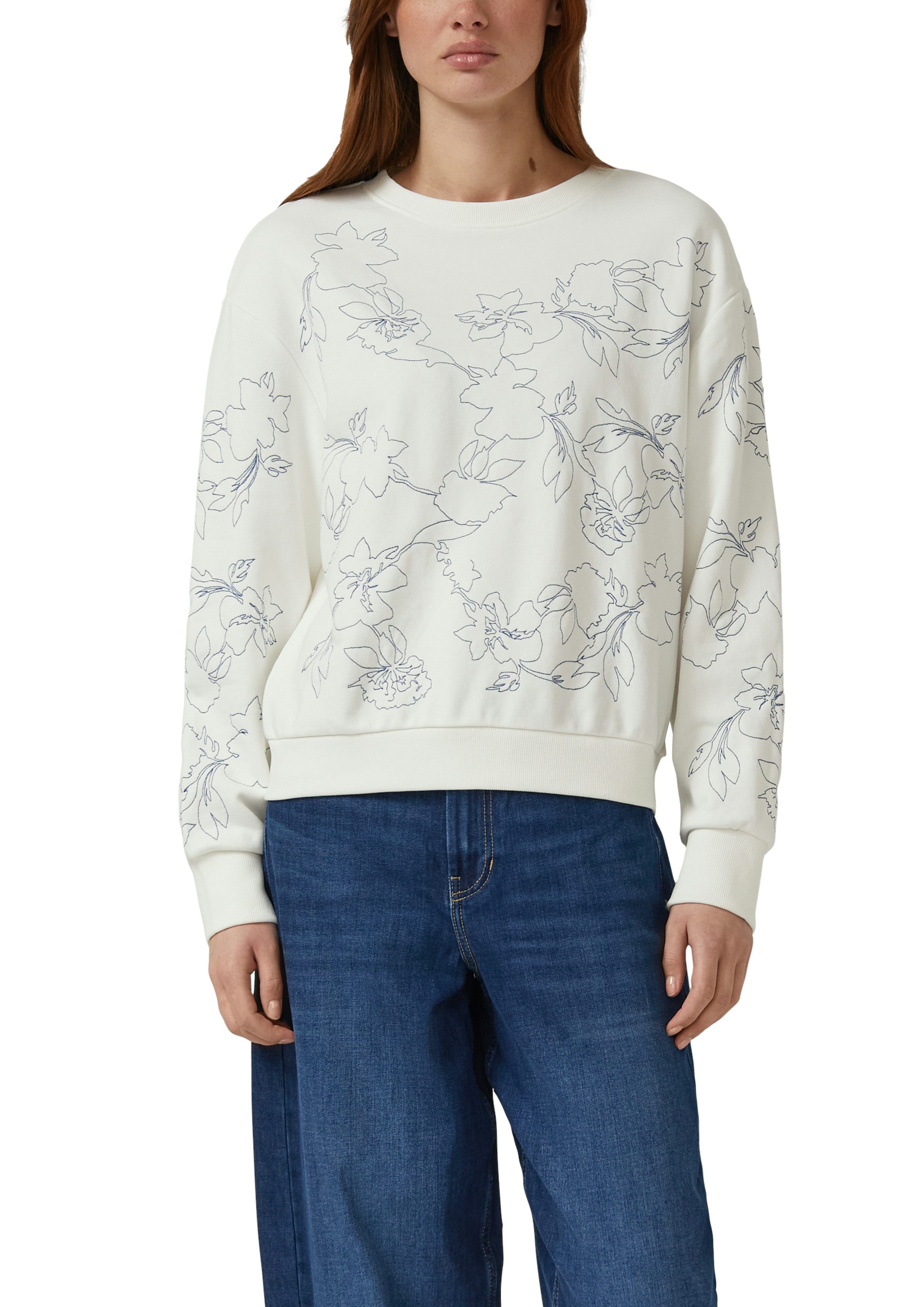 s.Oliver Sweater mir floraler Stickerei