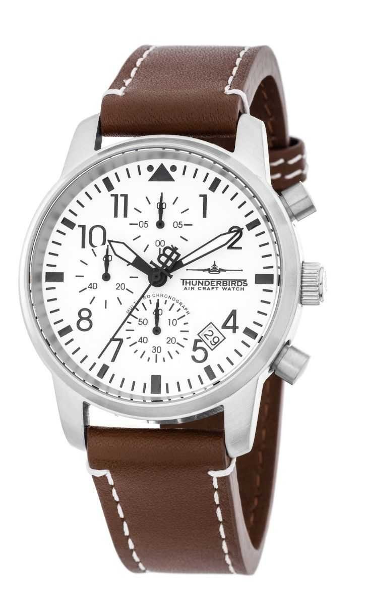 Herren Uhren Thunderbirds Chronograph Fliegeruhr MultiProChrono TB1067-06 - Lederband - 40 mm